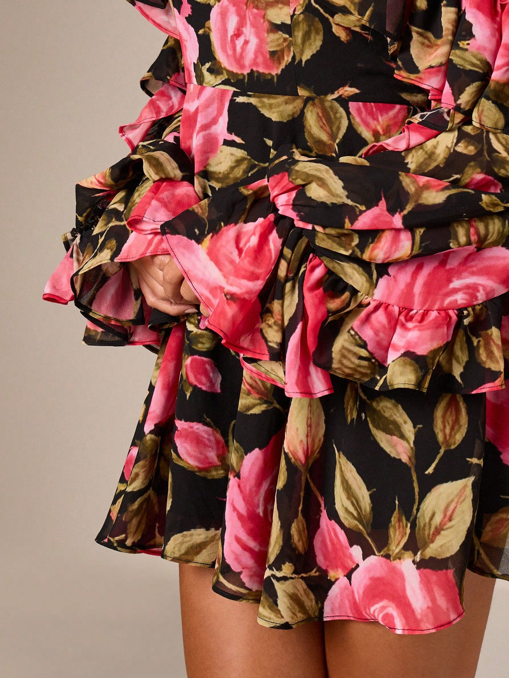 Rosé Ruffle Bloom Mini Dress