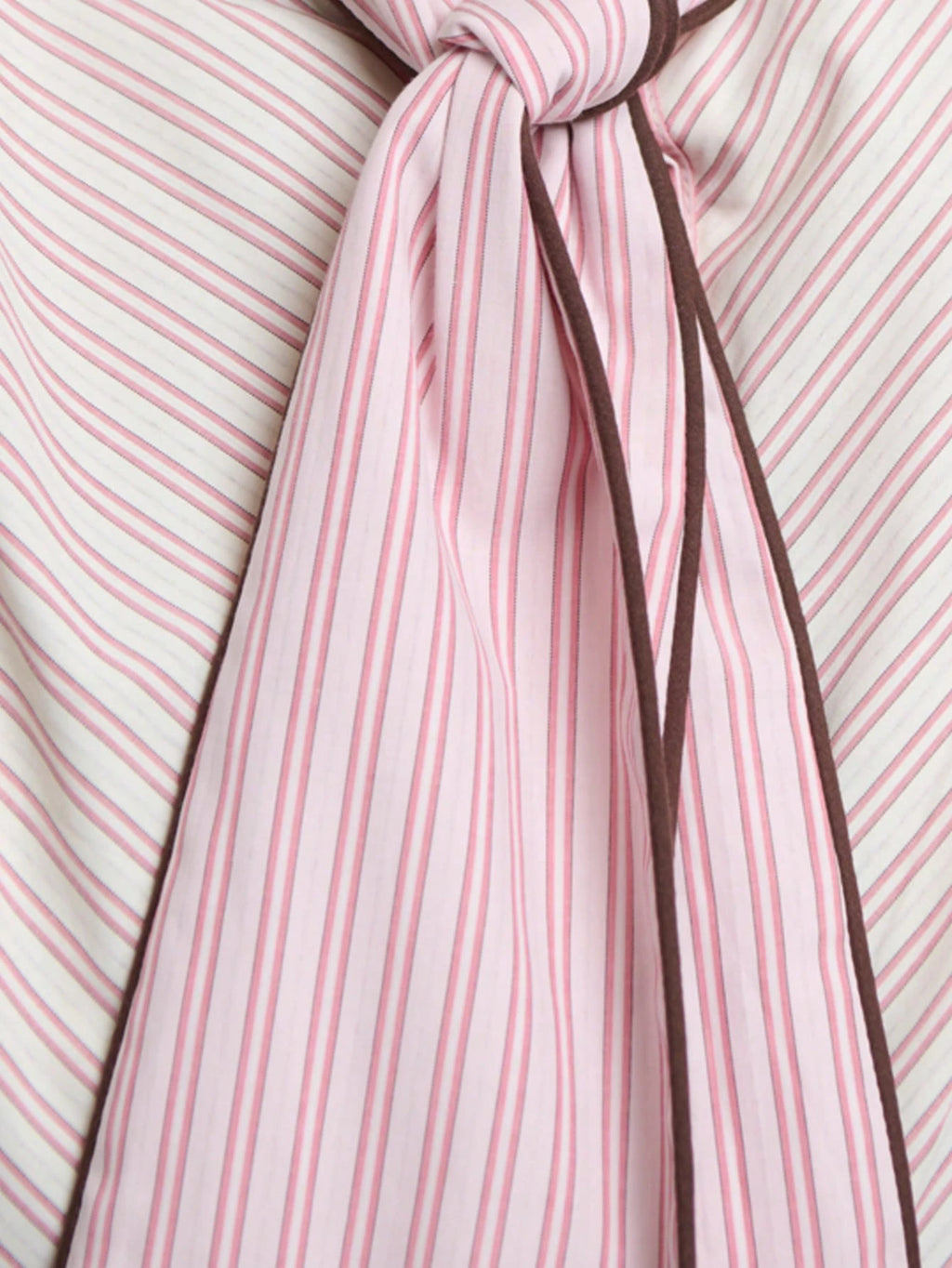 Rosé Pinstripe Tie Blouse