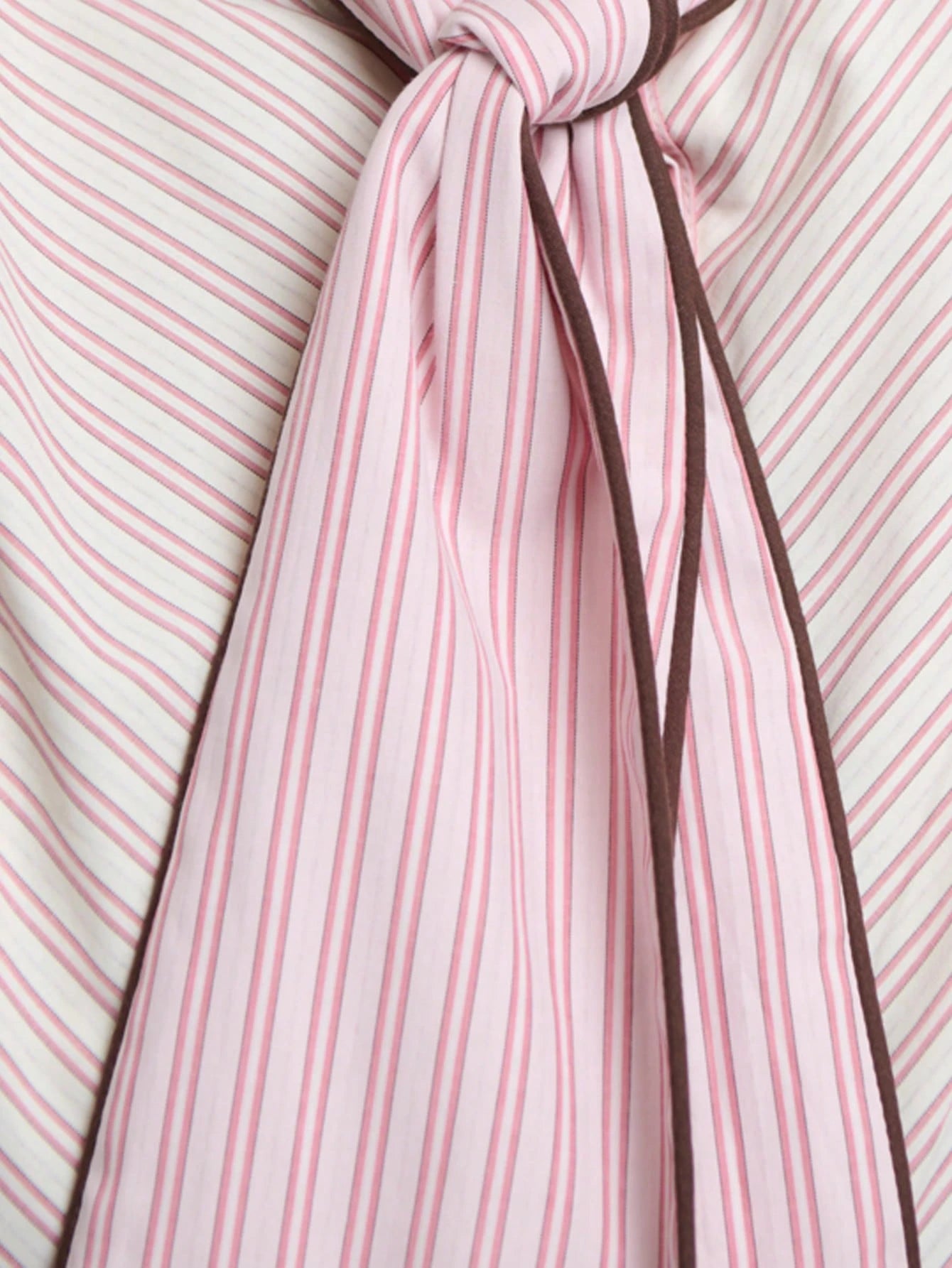 Rosé Pinstripe Tie Blouse
