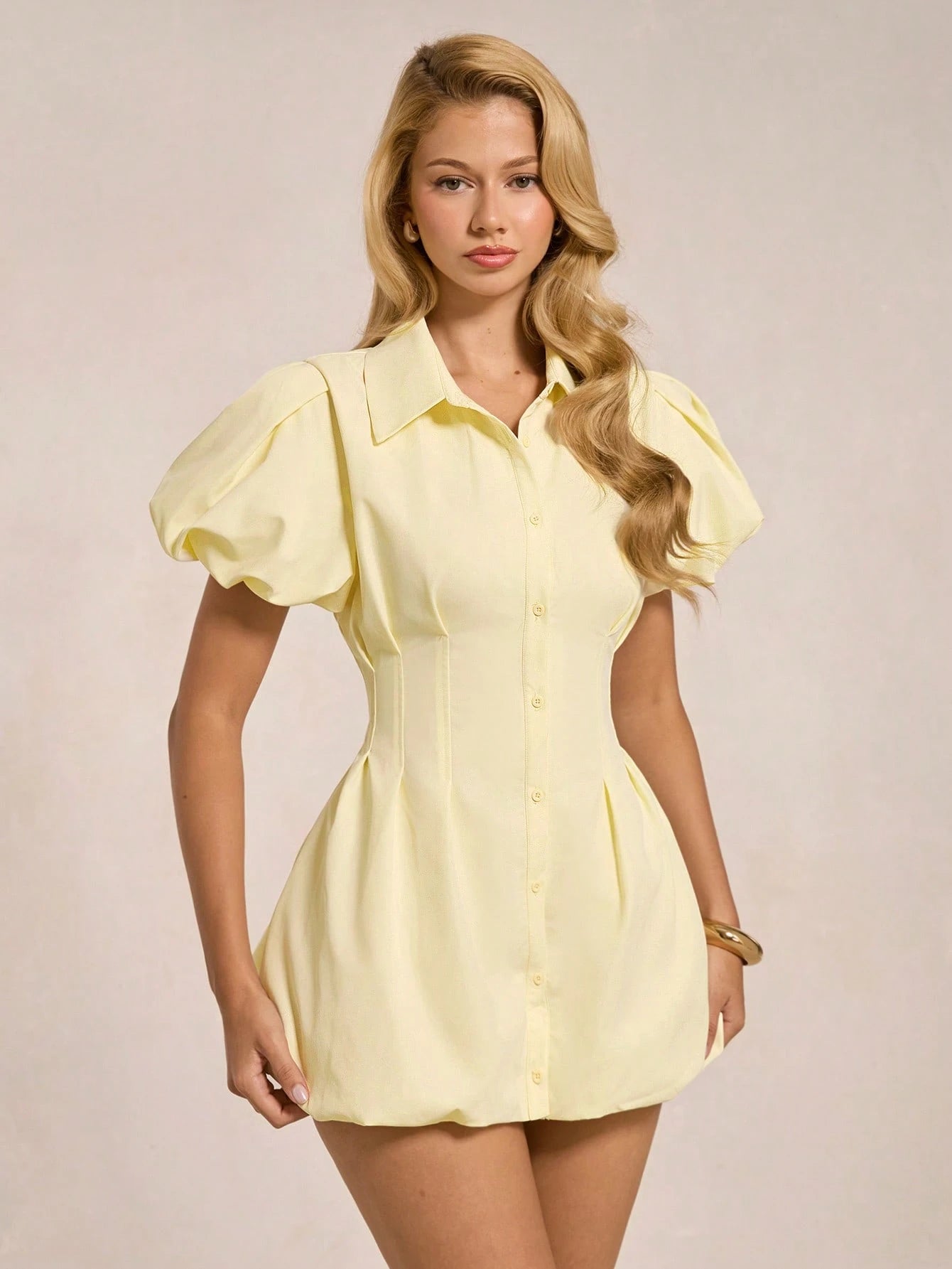 Buttercream Bubble Shirt Dress
