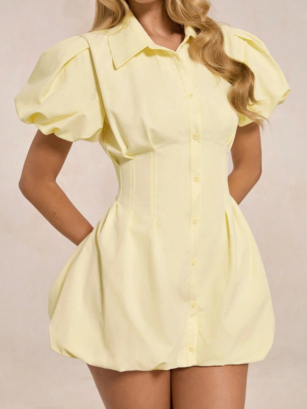 Buttercream Bubble Shirt Dress
