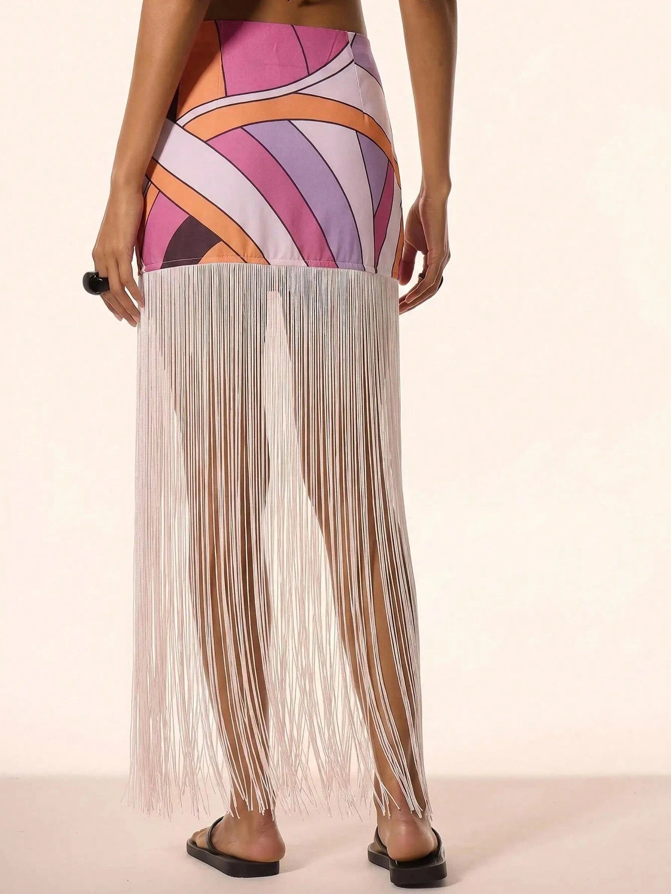 Sunset Mosaic Fringe Skirt