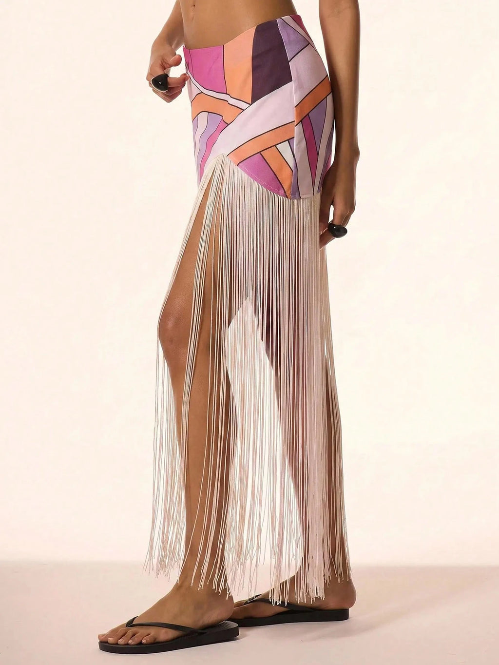 Sunset Mosaic Fringe Skirt