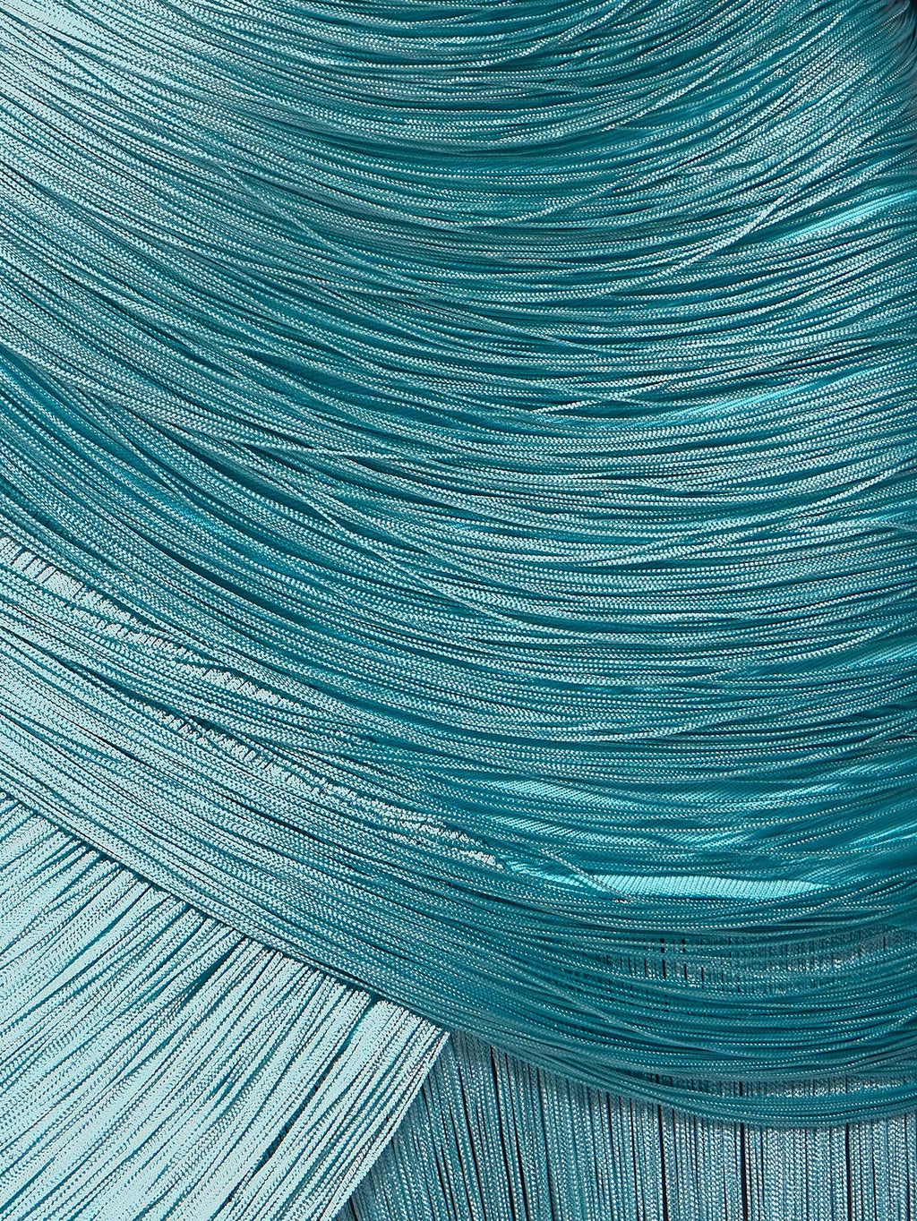 Aqua Fringe Drape Dress