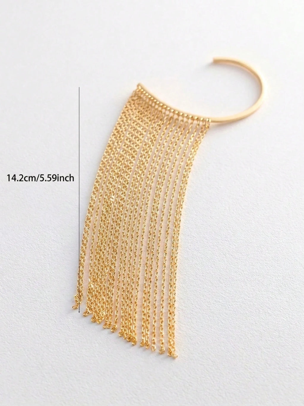 Golden Cascade Fringe Ear Cuff