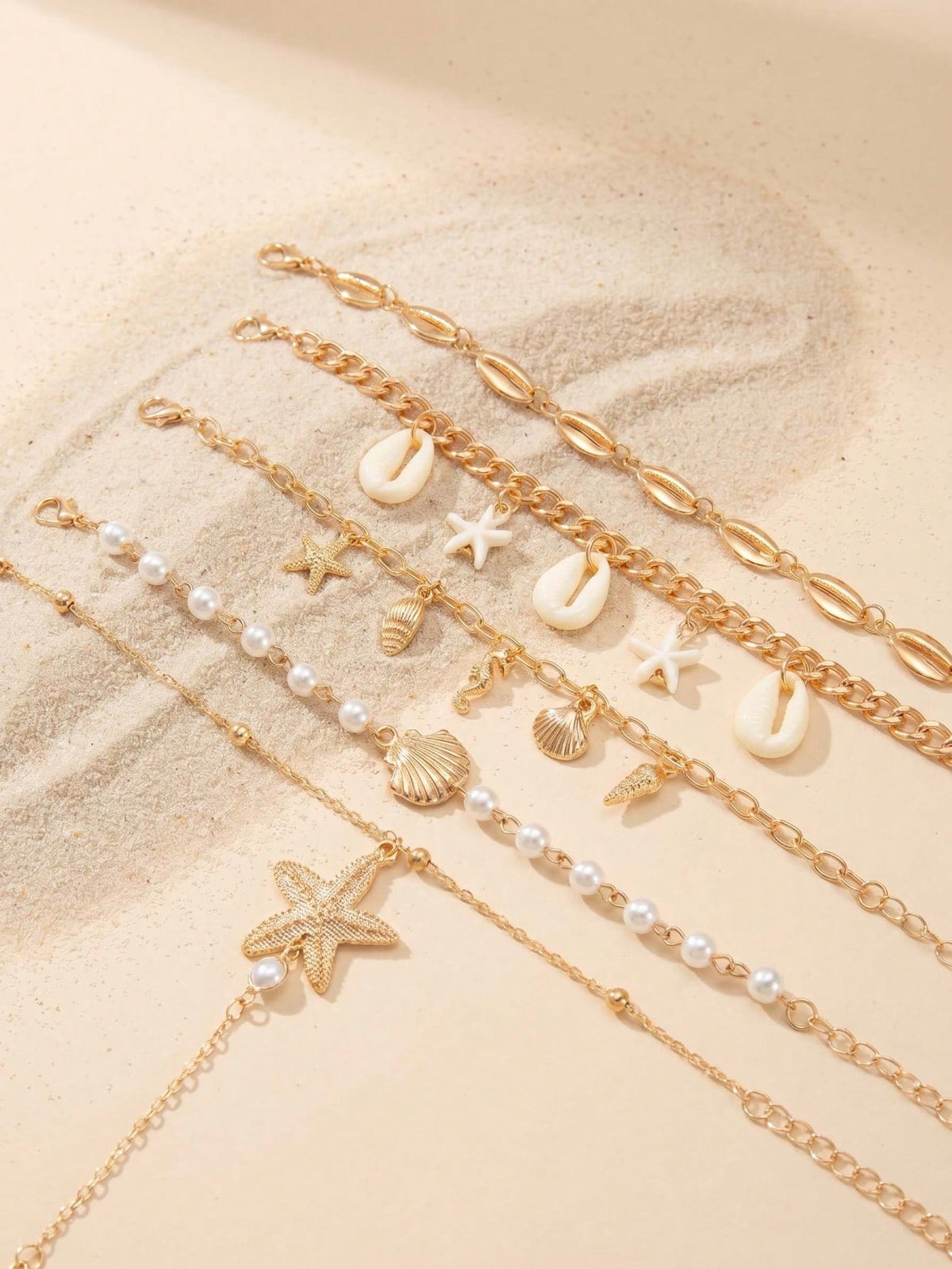 Pearl Starfish Hand Chain & Bracelet Set