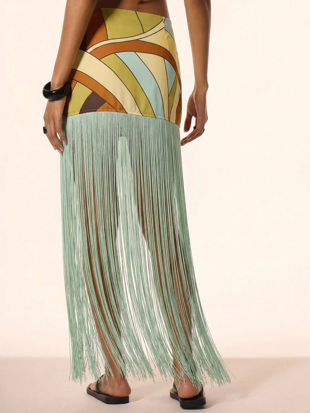 Sunset Mosaic Fringe Skirt