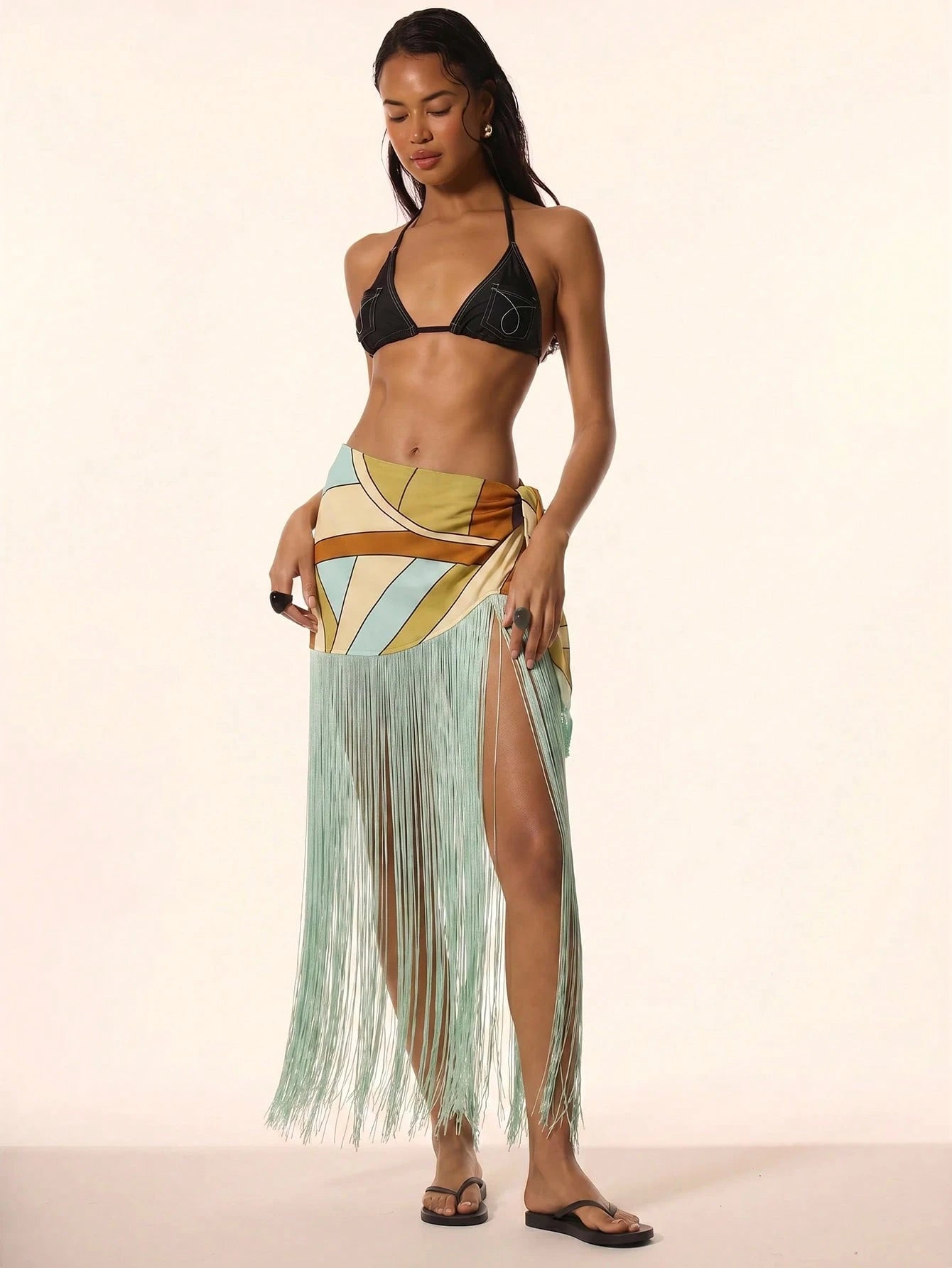 Sunset Mosaic Fringe Skirt