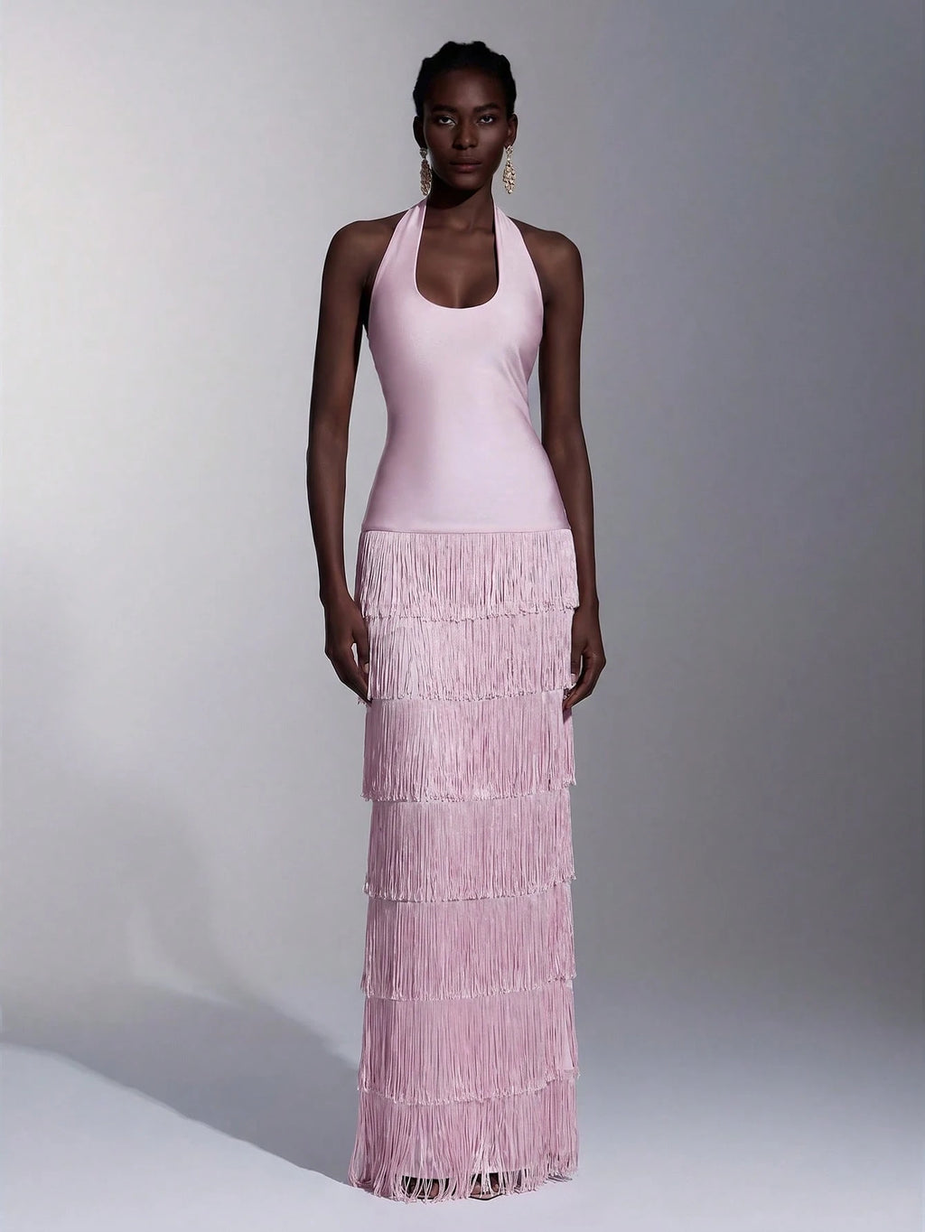Seraphina Fringe Halter Maxi Dress