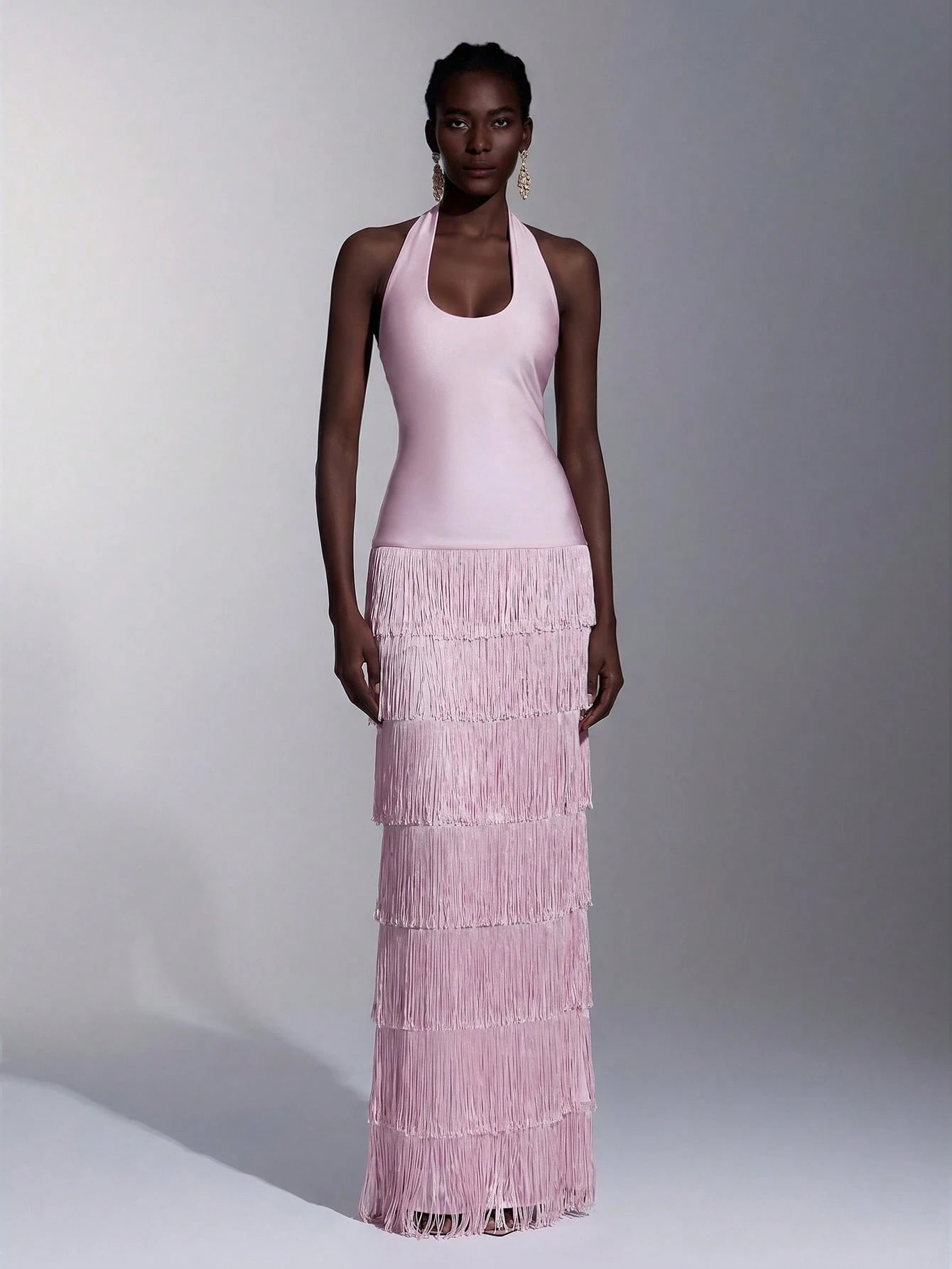 Seraphina Fringe Halter Maxi Dress