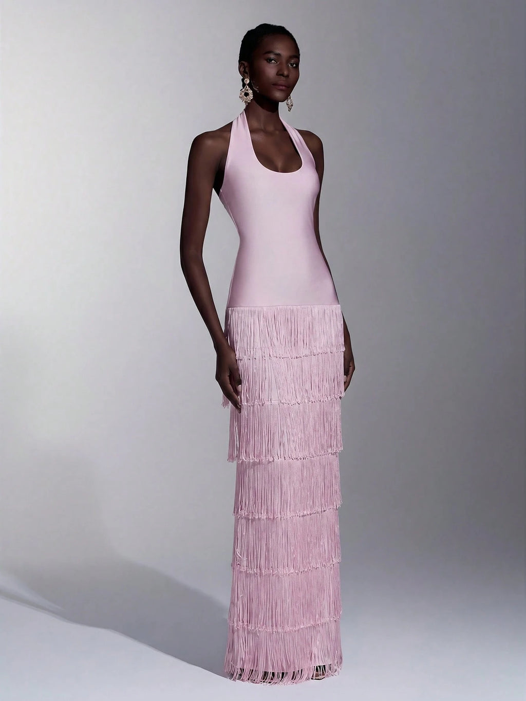 Seraphina Fringe Halter Maxi Dress