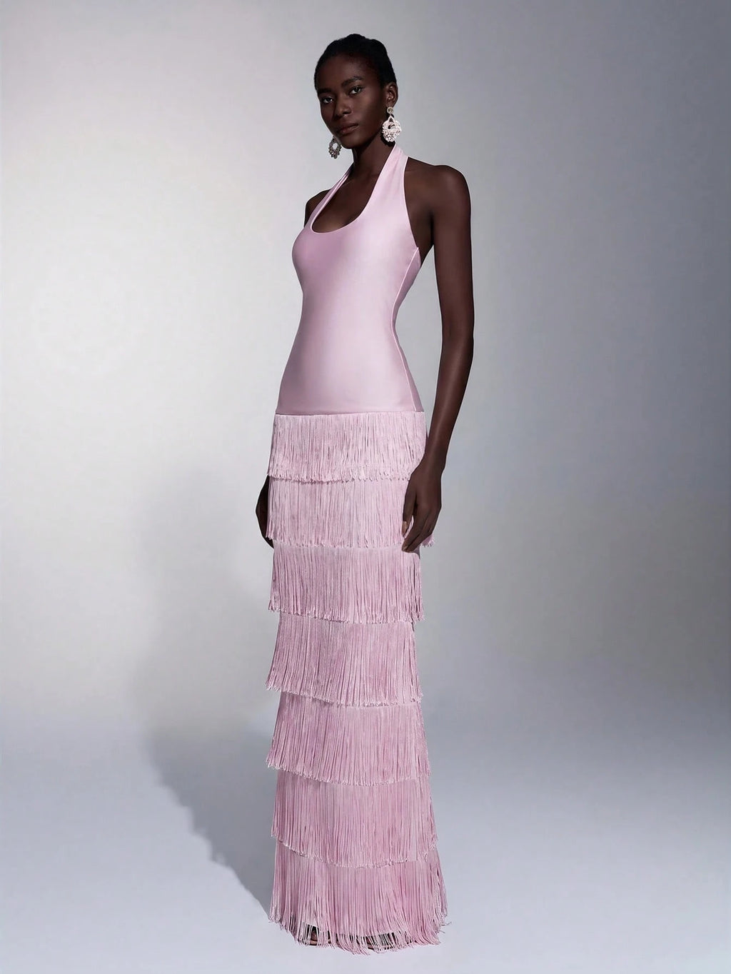 Seraphina Fringe Halter Maxi Dress