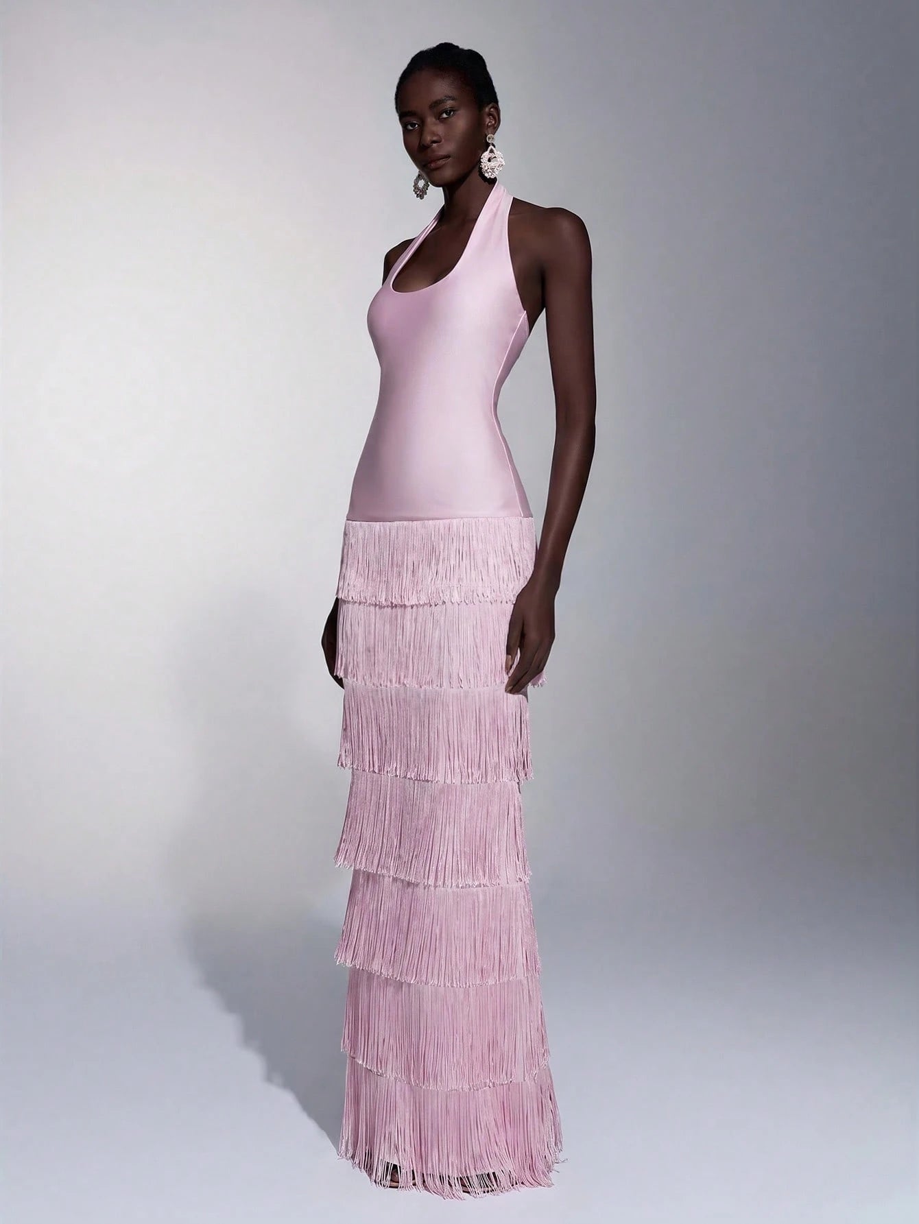 Seraphina Fringe Halter Maxi Dress