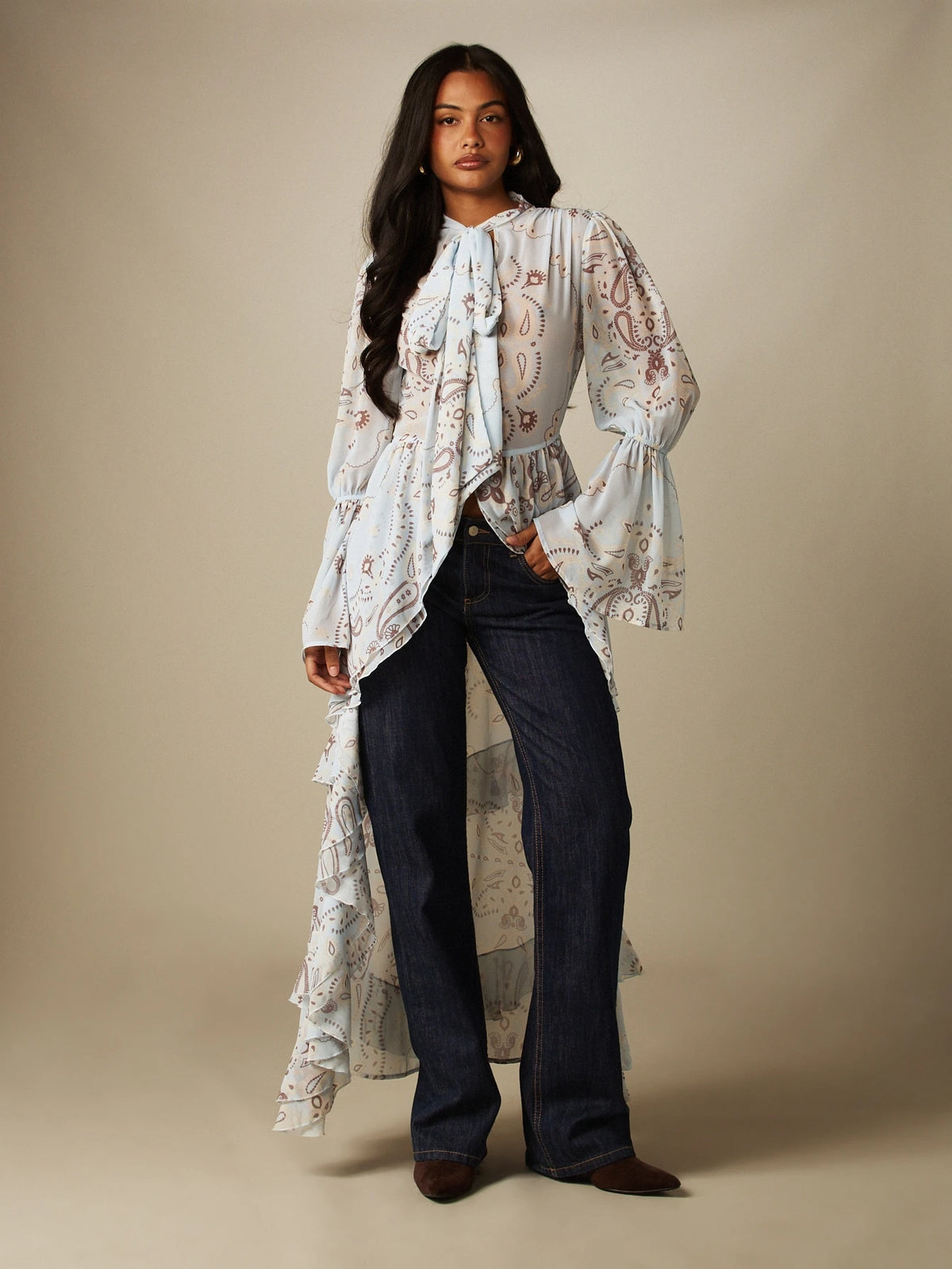 Isla Boho Tie-Neck Blouse