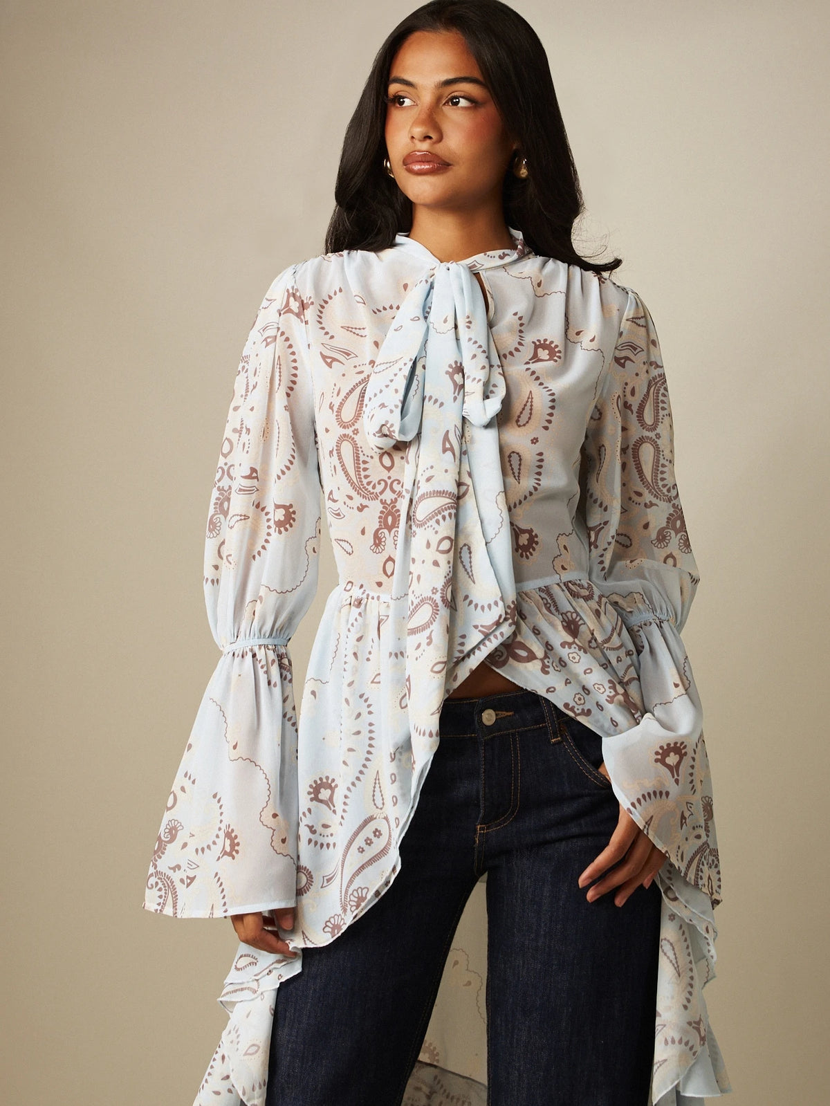 Isla Boho Tie-Neck Blouse