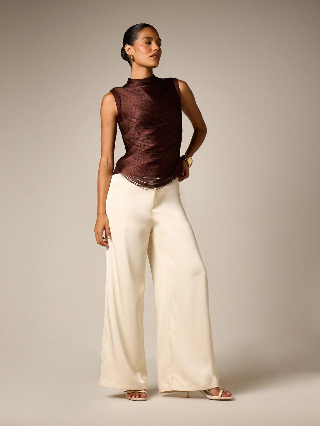 Espresso Draped Fringe Top