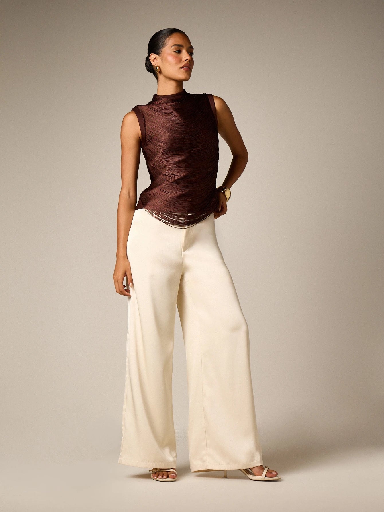 Espresso Draped Fringe Top