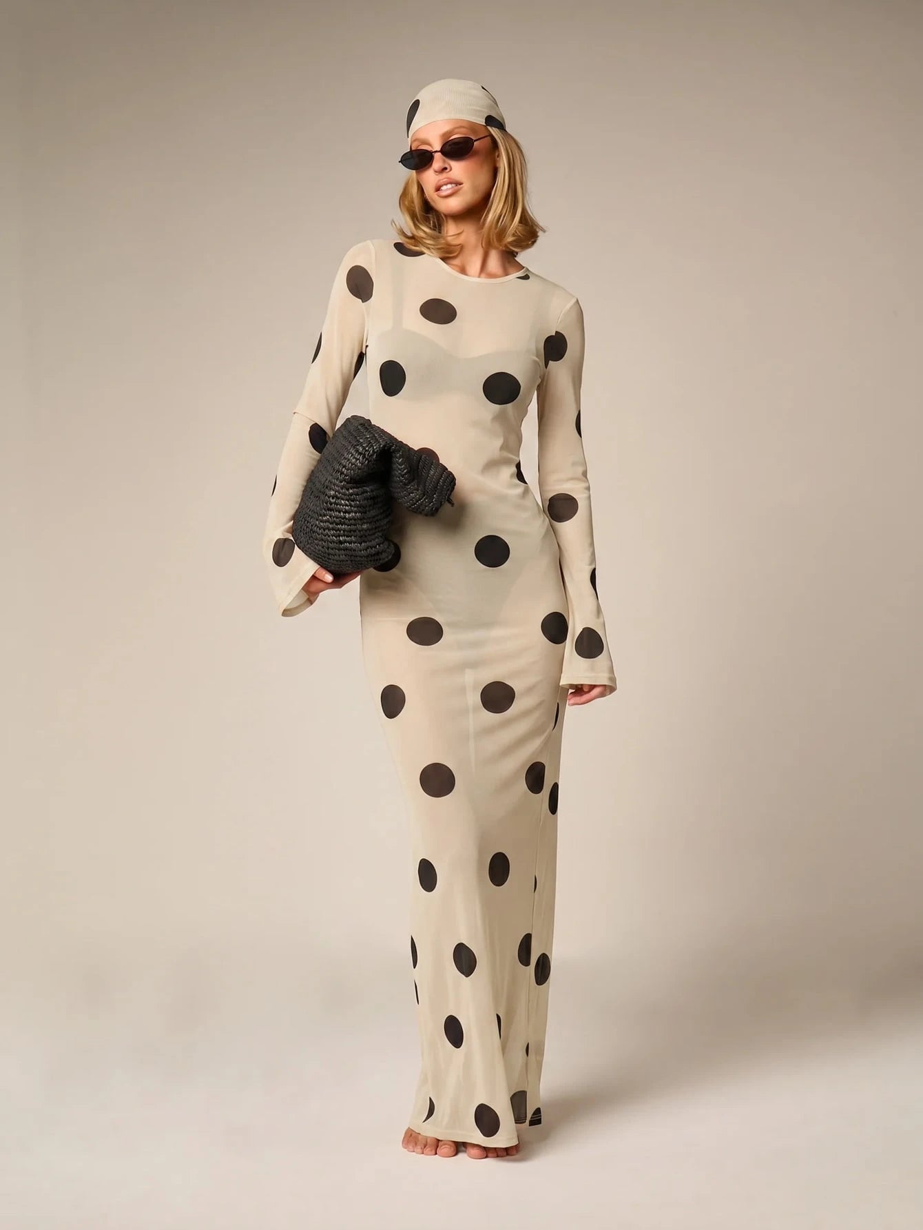 Coastal Polka Mesh Cover-Up