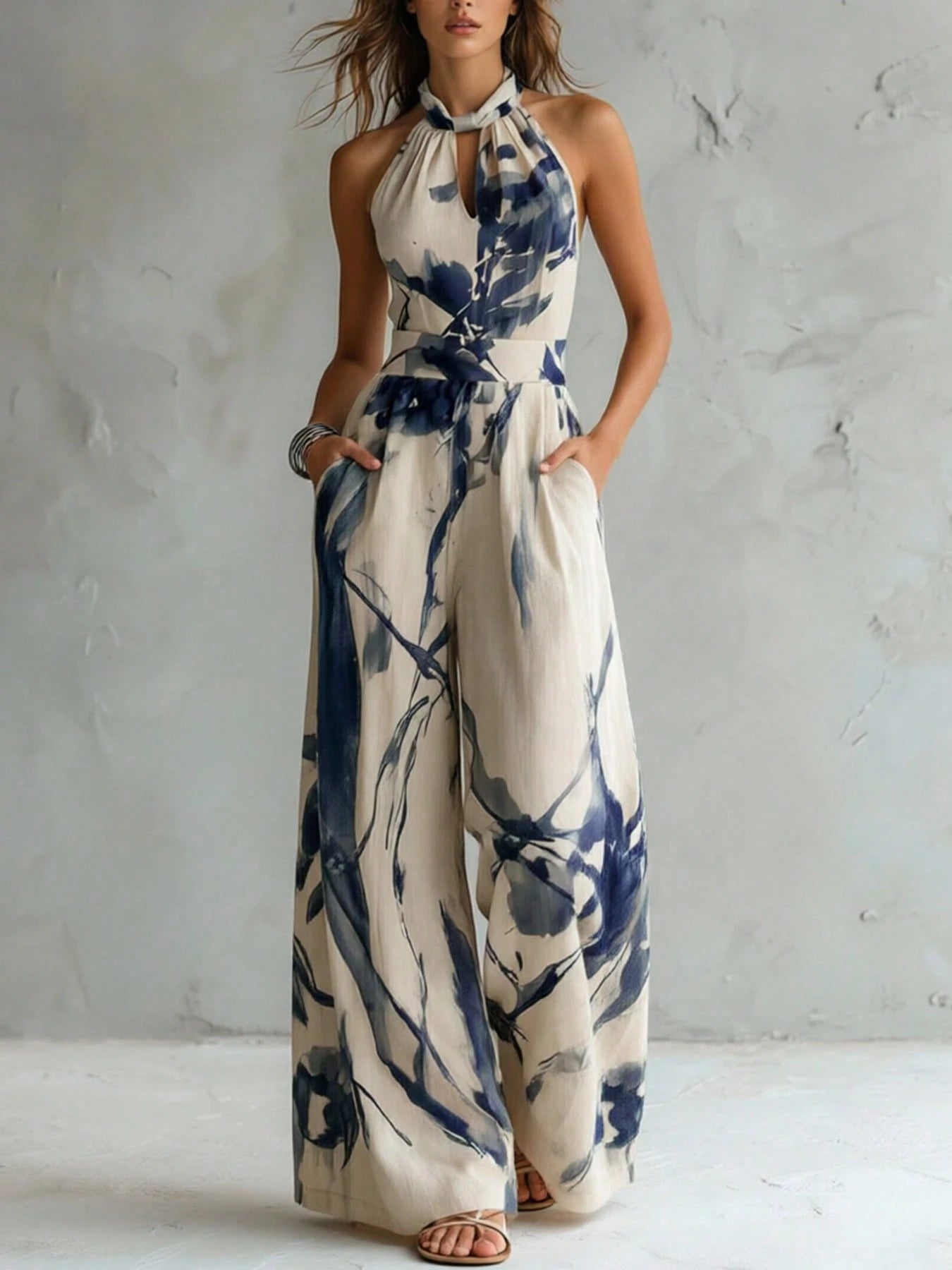 Marbella Botanical Halter Jumpsuit