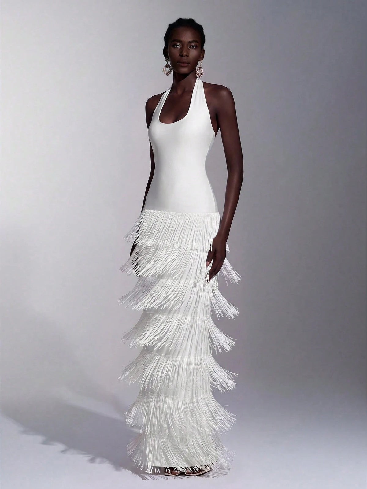 Seraphina Fringe Halter Maxi Dress