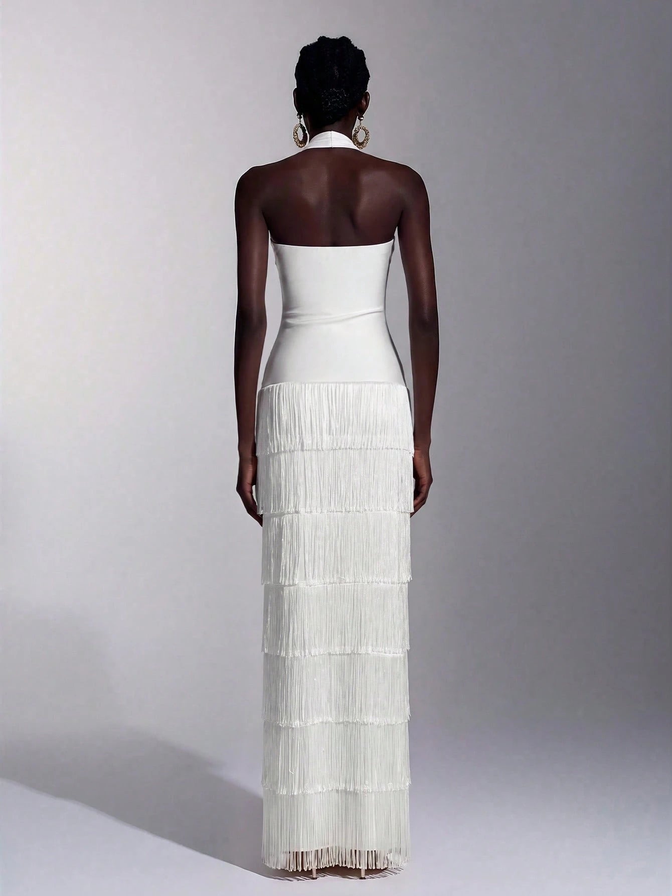 Seraphina Fringe Halter Maxi Dress