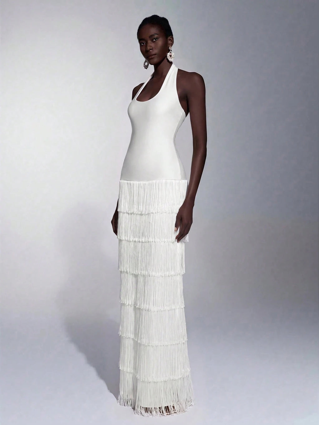 Seraphina Fringe Halter Maxi Dress