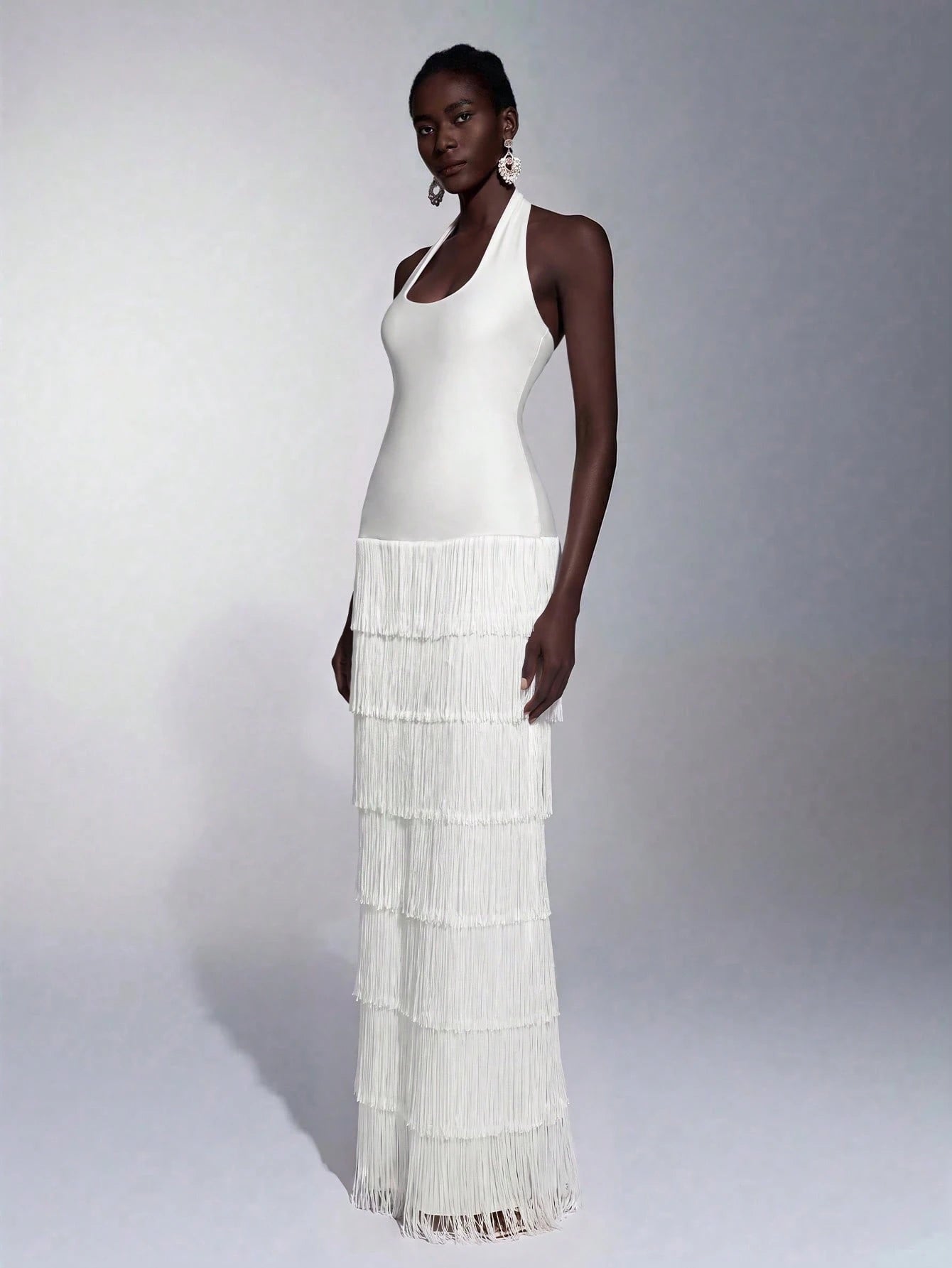 Seraphina Fringe Halter Maxi Dress