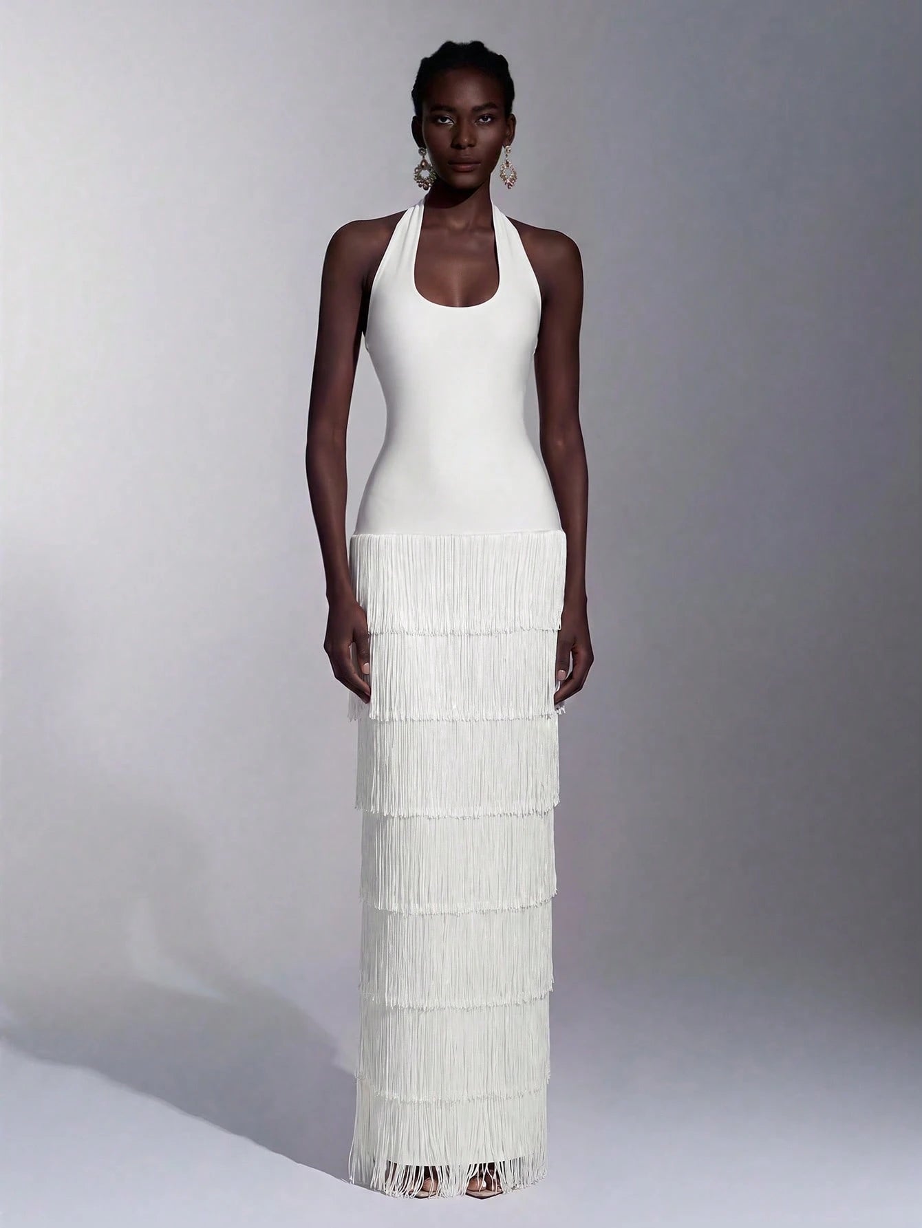 Seraphina Fringe Halter Maxi Dress