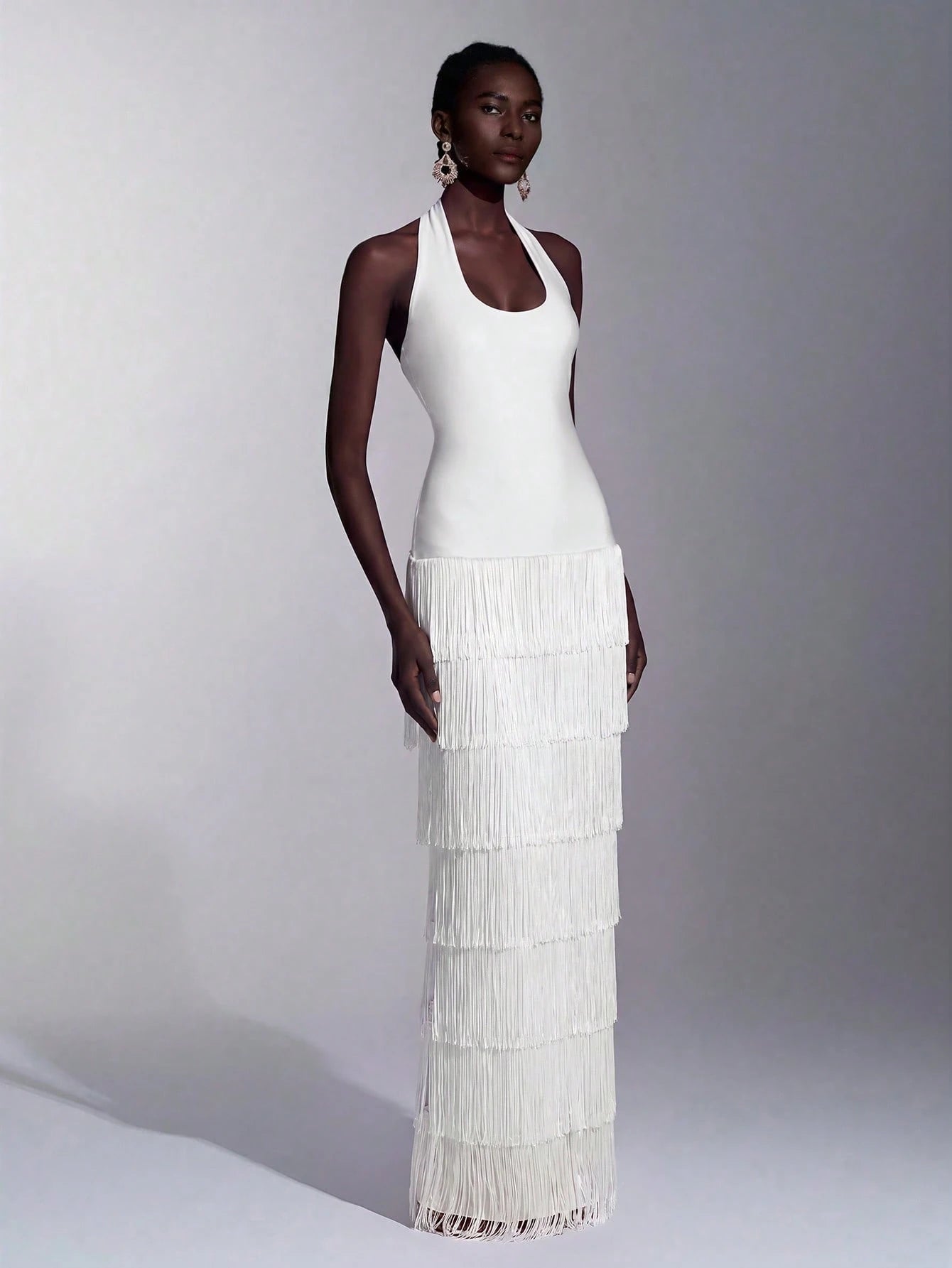 Seraphina Fringe Halter Maxi Dress
