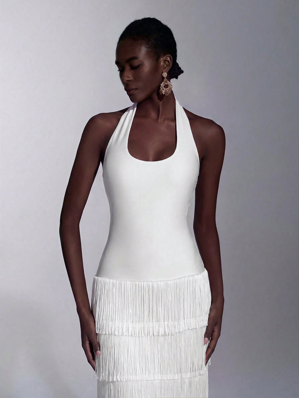 Seraphina Fringe Halter Maxi Dress