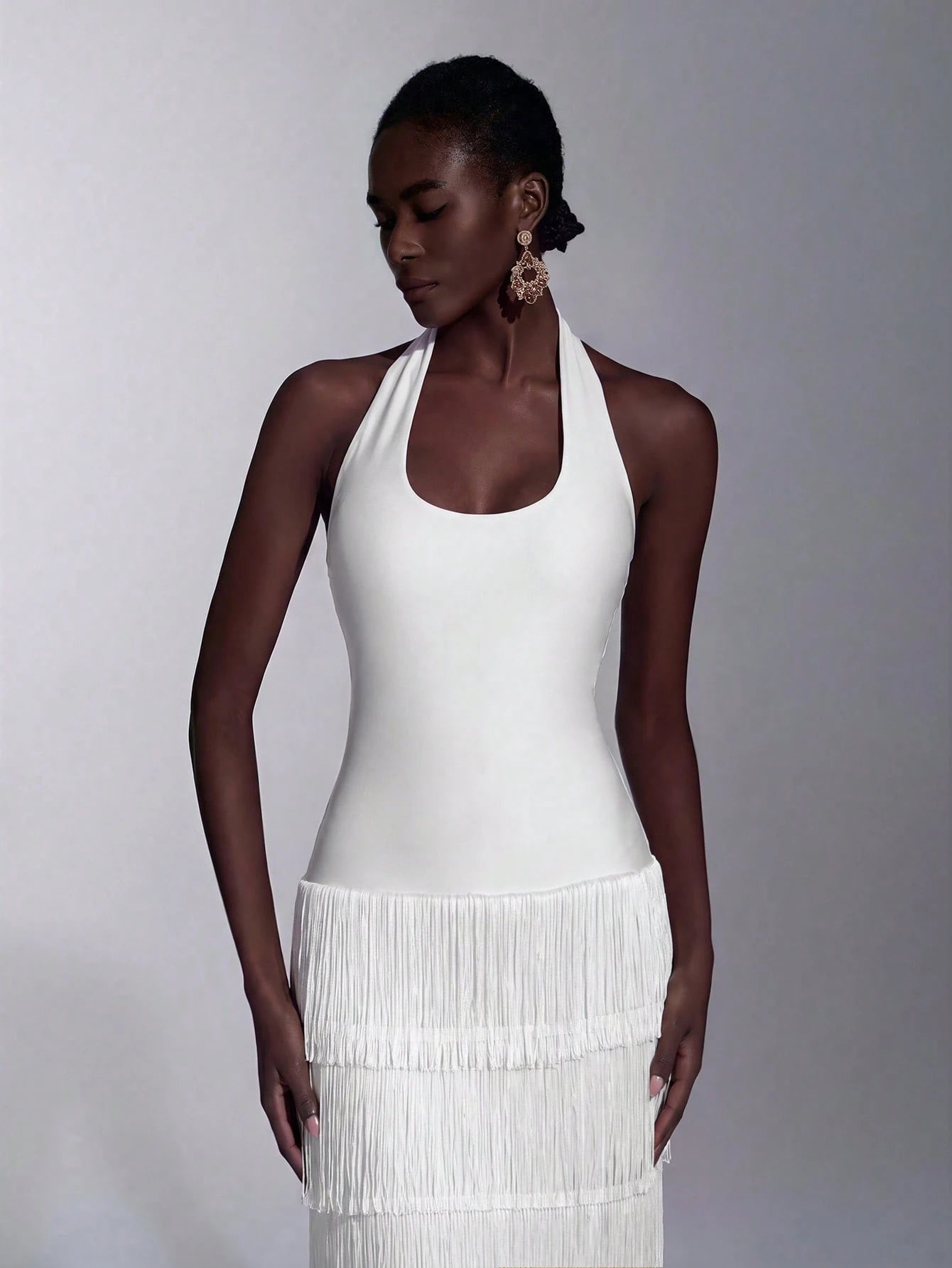 Seraphina Fringe Halter Maxi Dress