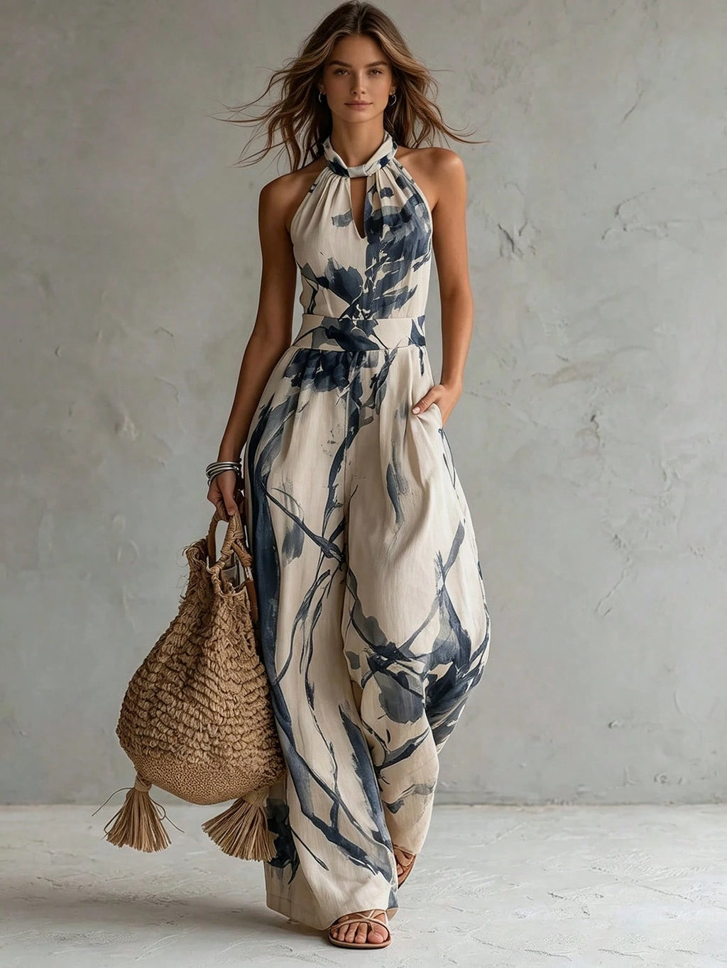 Marbella Botanical Halter Jumpsuit