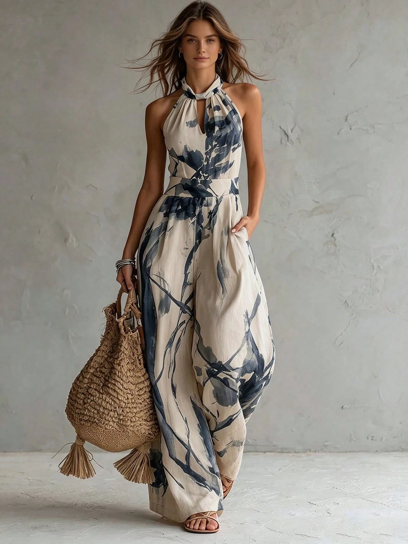 Marbella Botanical Halter Jumpsuit