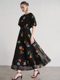 Noir Bloom Maxi Dress