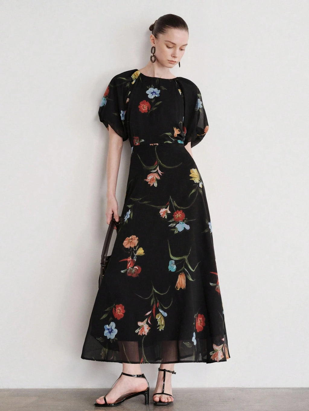 Noir Bloom Maxi Dress