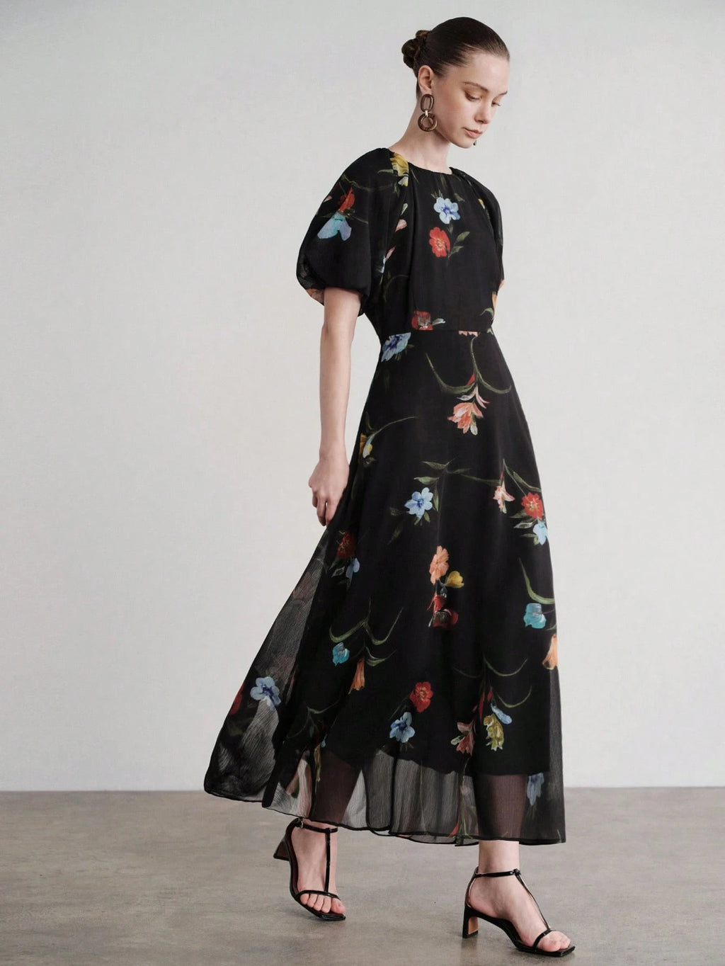 Noir Bloom Maxi Dress