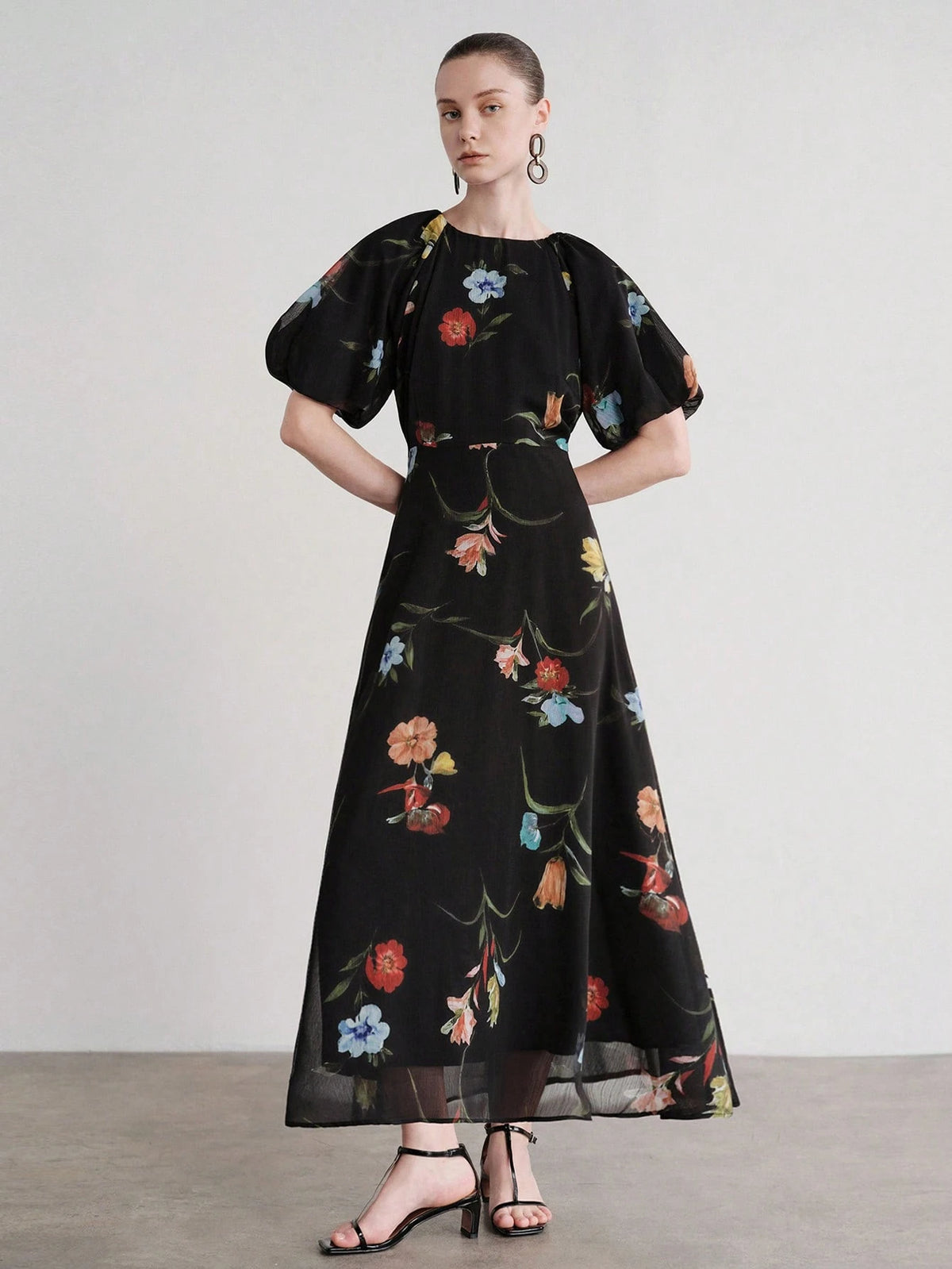 Noir Bloom Maxi Dress