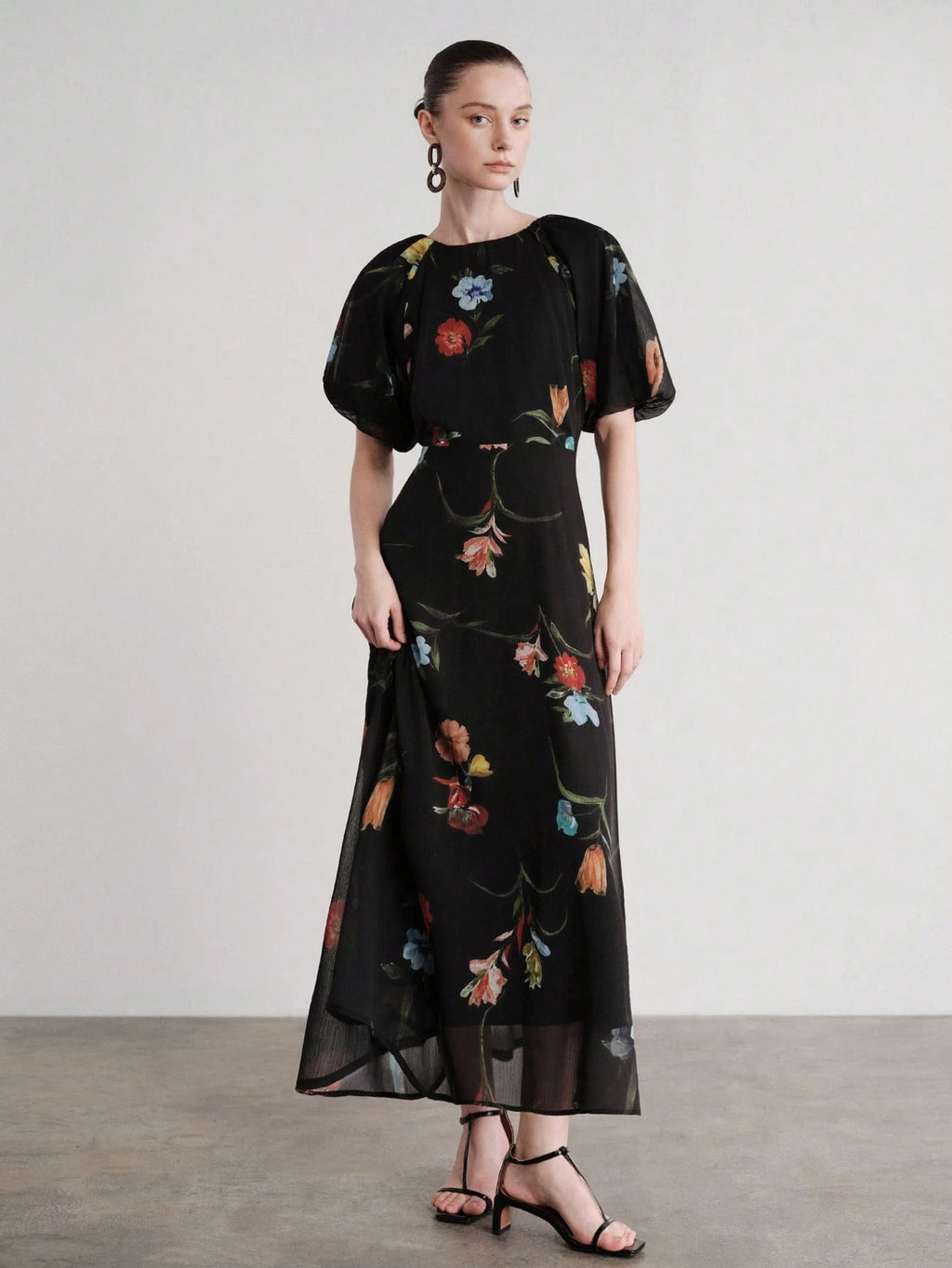 Noir Bloom Maxi Dress