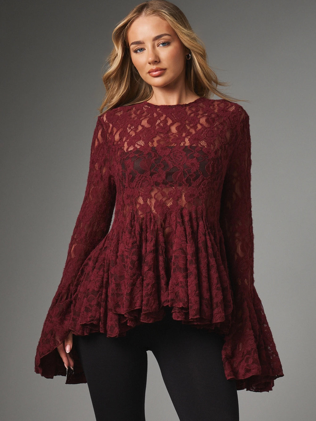Vespera Lace Peplum Top