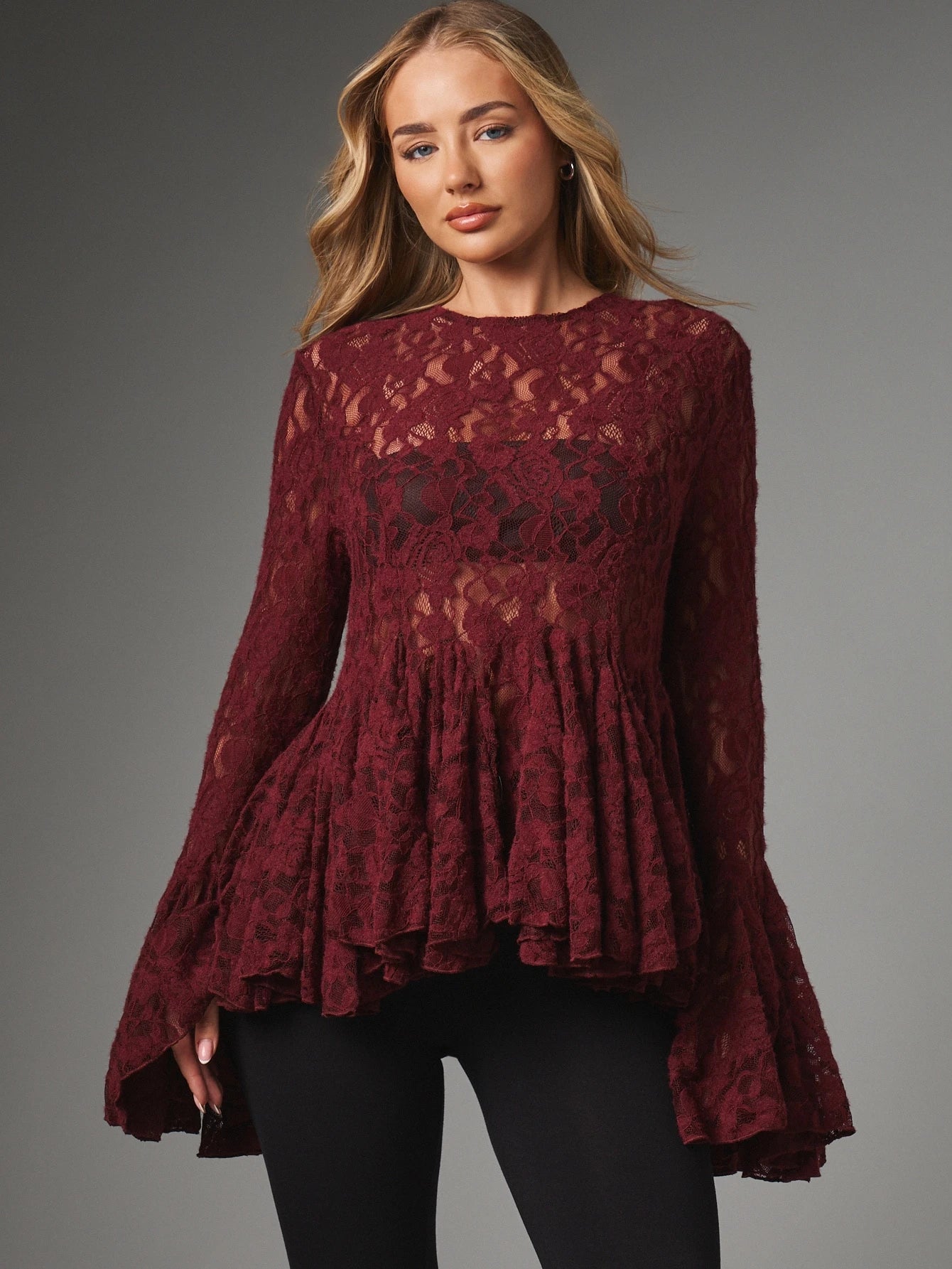 Vespera Lace Peplum Top