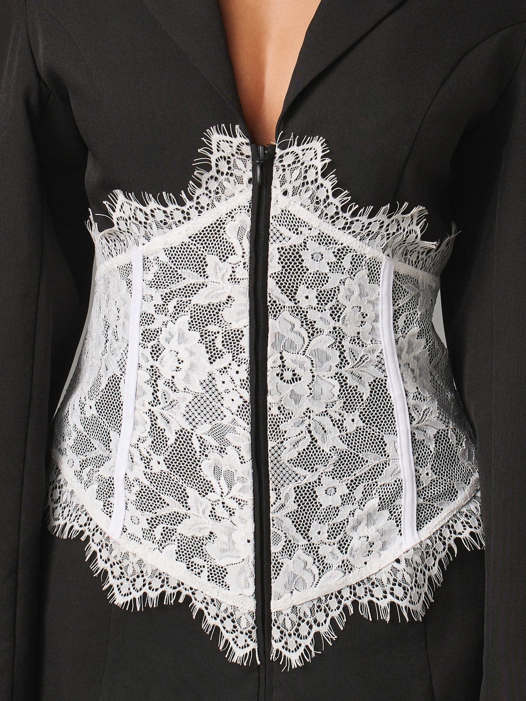 Noir Lace Corset Blazer Dress