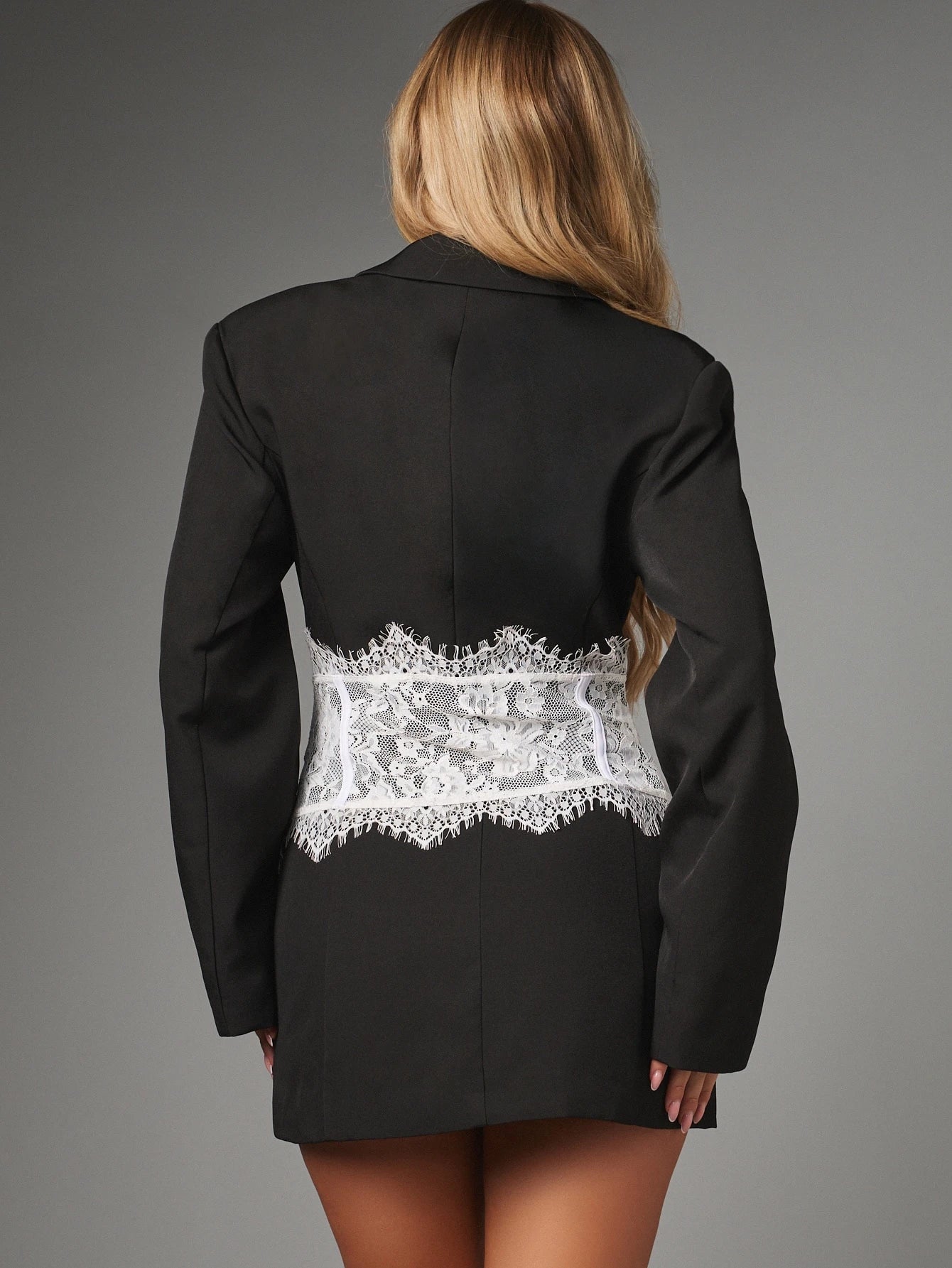 Noir Lace Corset Blazer Dress