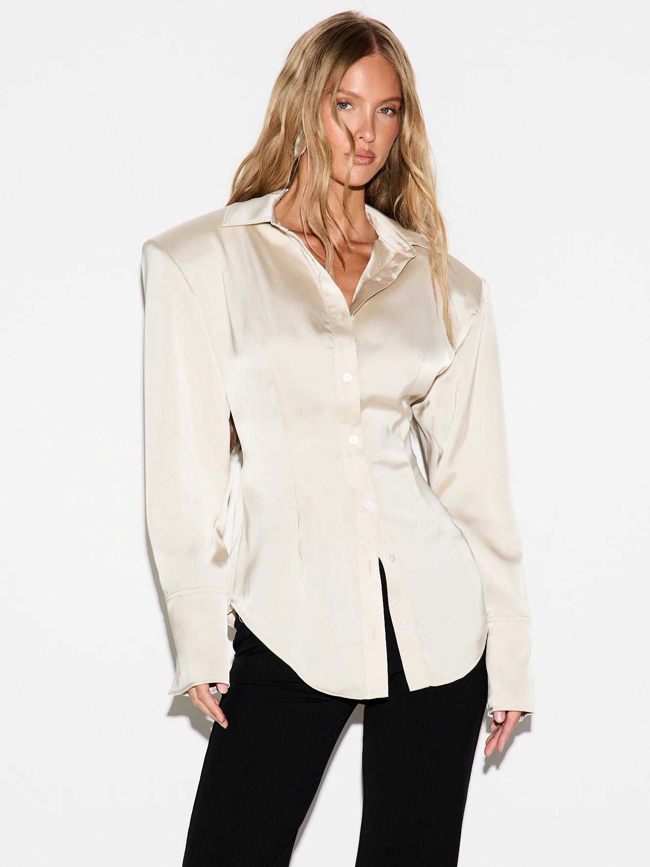 Silk Sculpt Button-Up Shirt