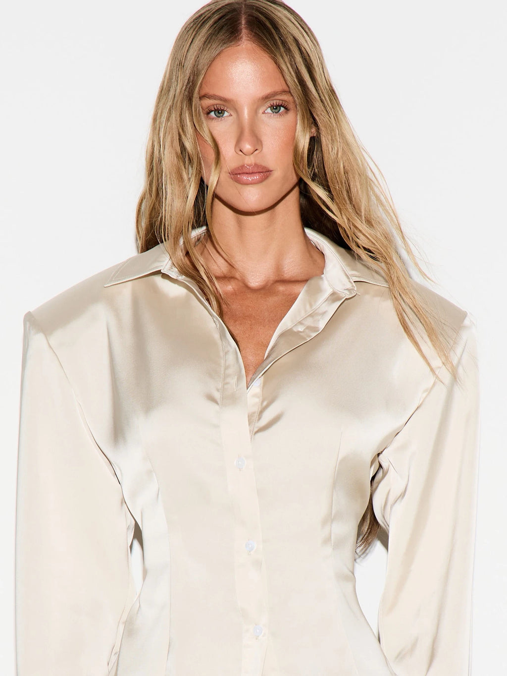 Silk Sculpt Button-Up Shirt