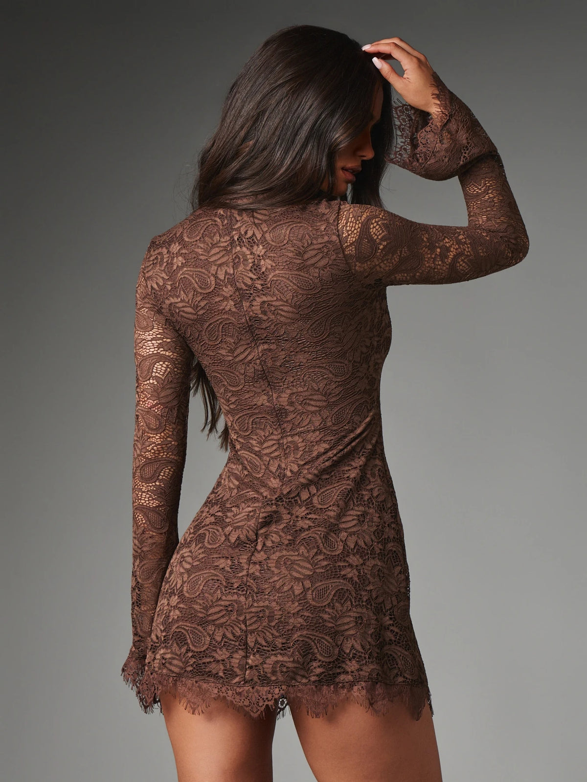 Mocha Lace Mini Dress