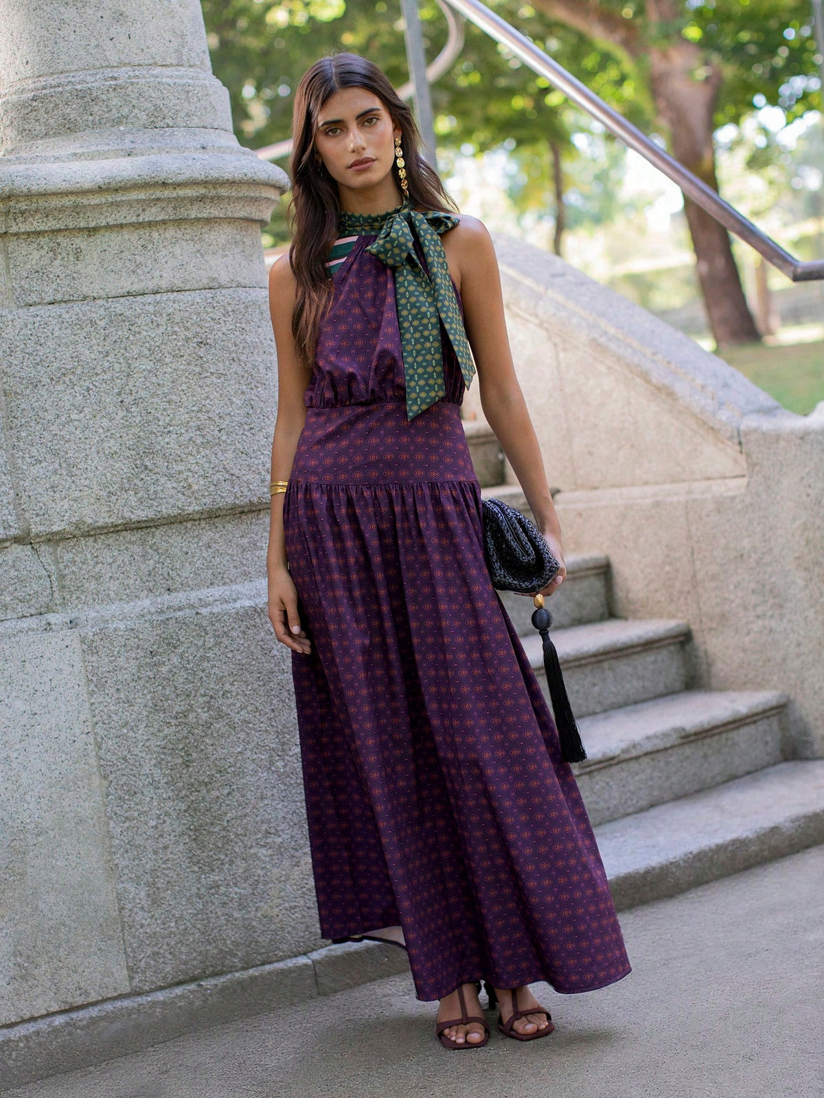 Livia Printed Bow Maxi