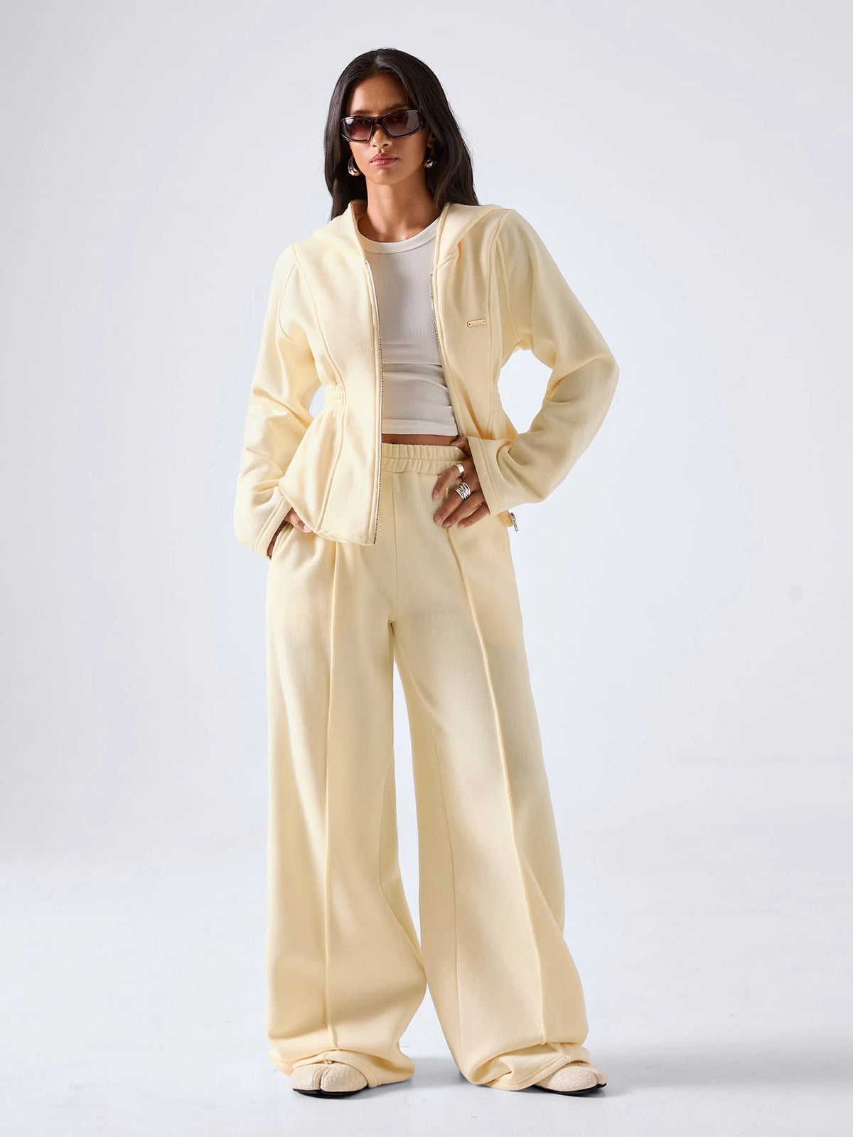 Ivory Sculpt Hooded Set