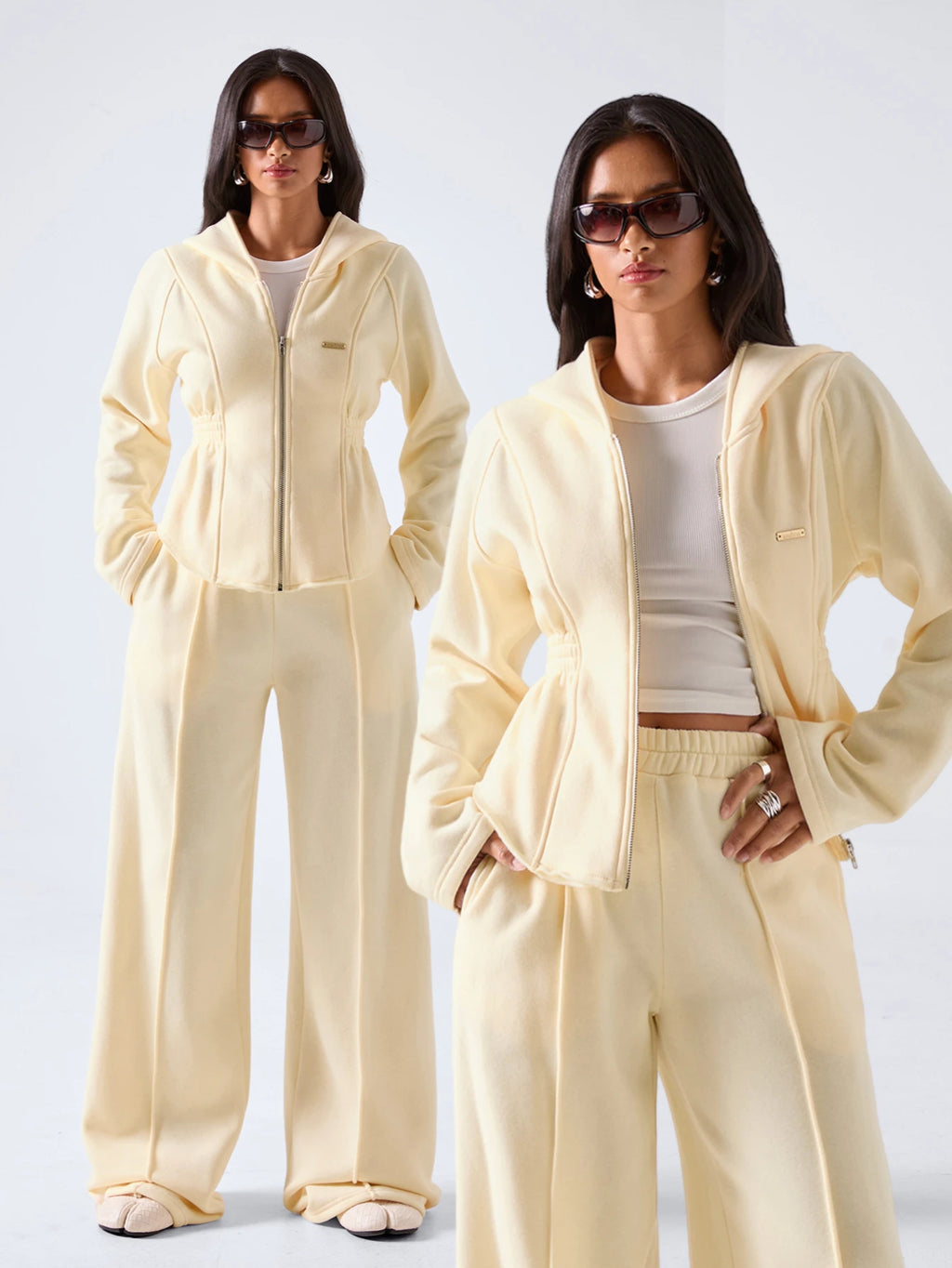 Ivory Sculpt Hooded Set