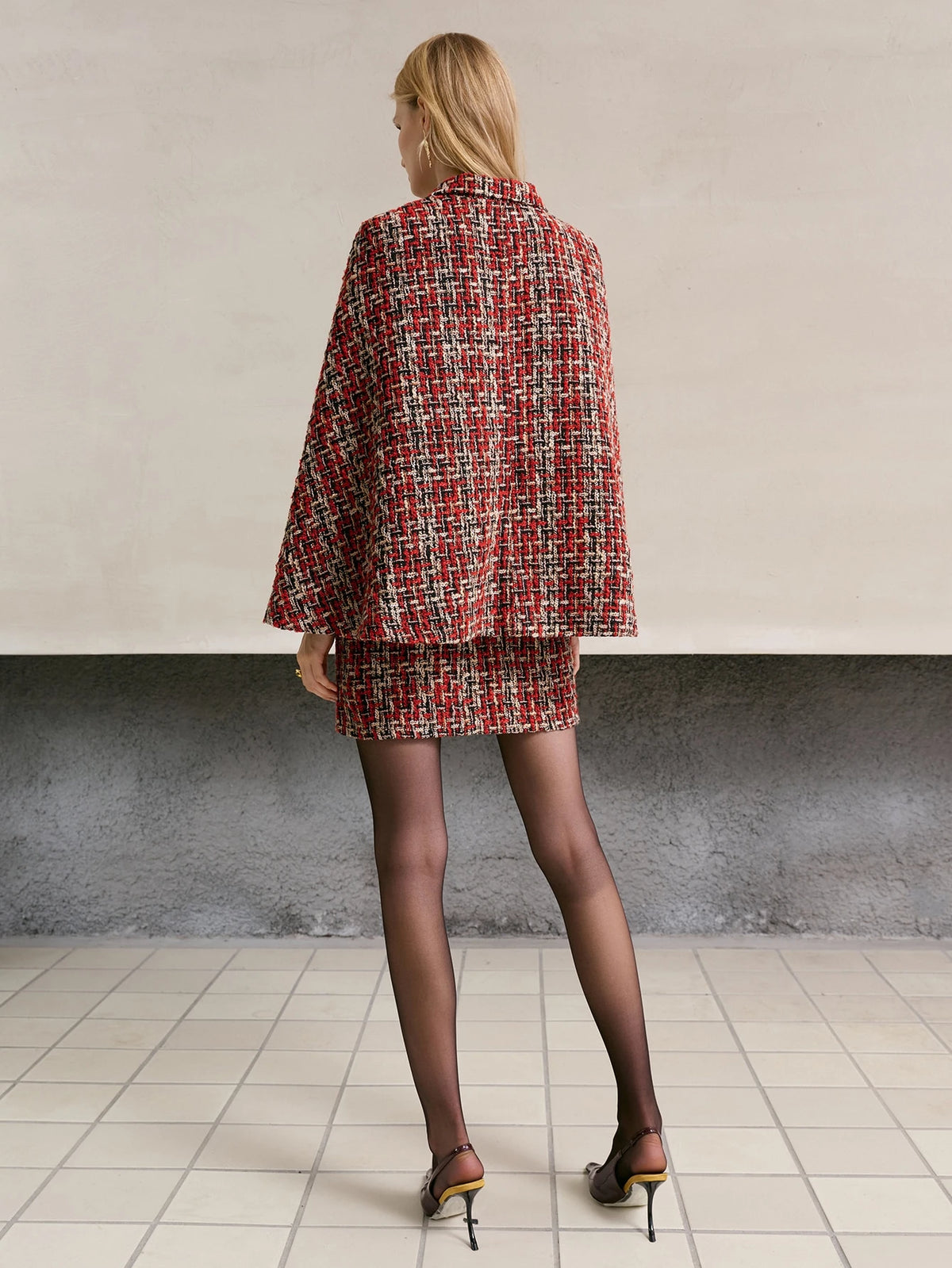 Crimson Cape Tweed Set