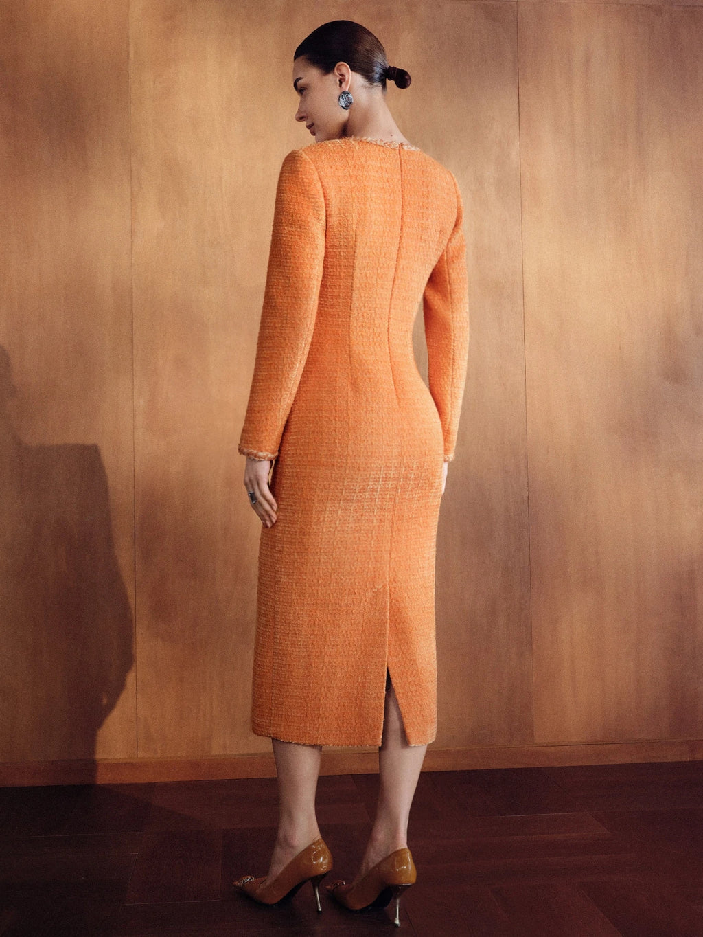 The Marigold Tweed Midi Dress